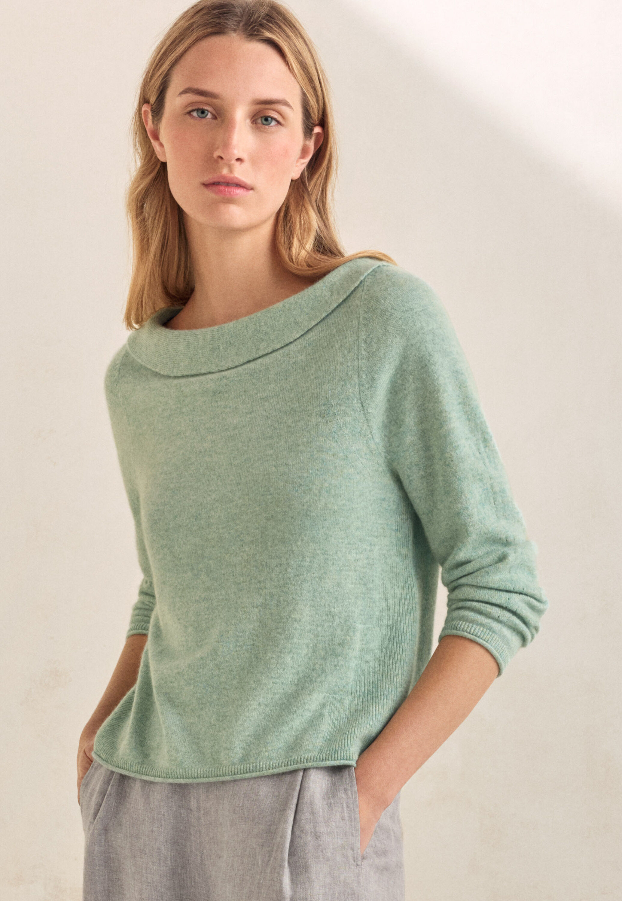 Pullover mit gerippten &Auml;rmeln