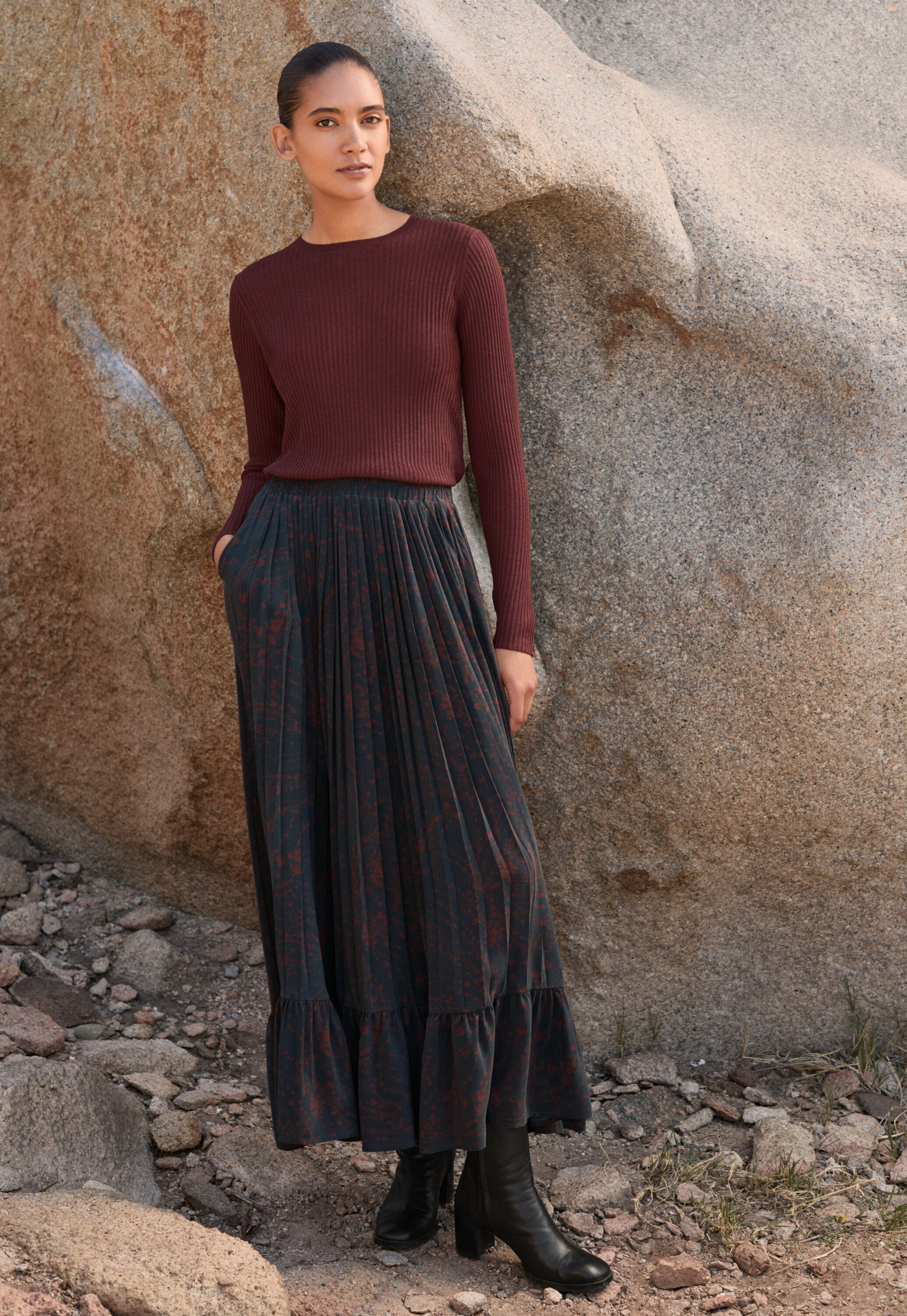 Rock mit Print und ausgestelltem Saum