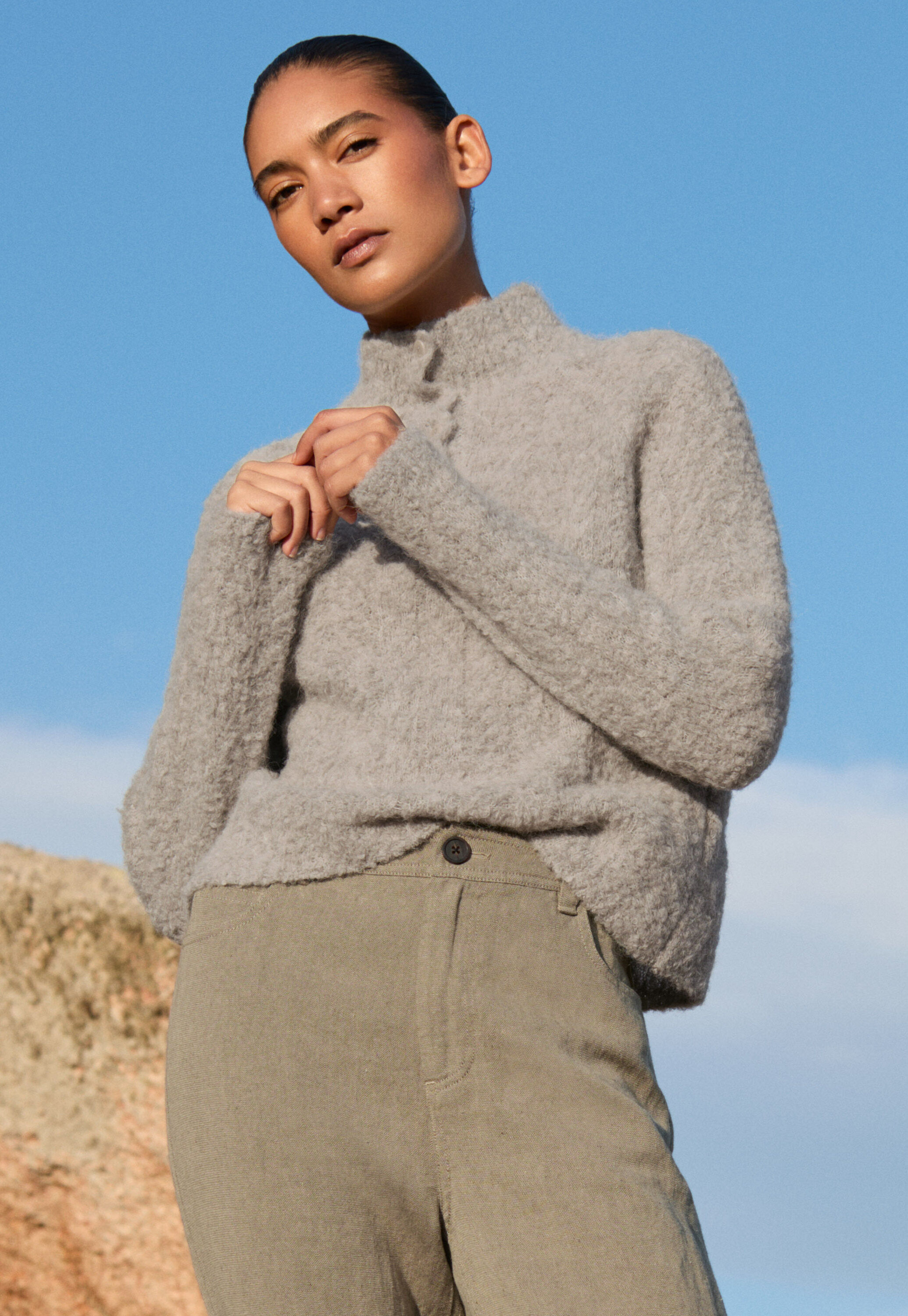 Pullover mit gekn&ouml;pftem Kragen