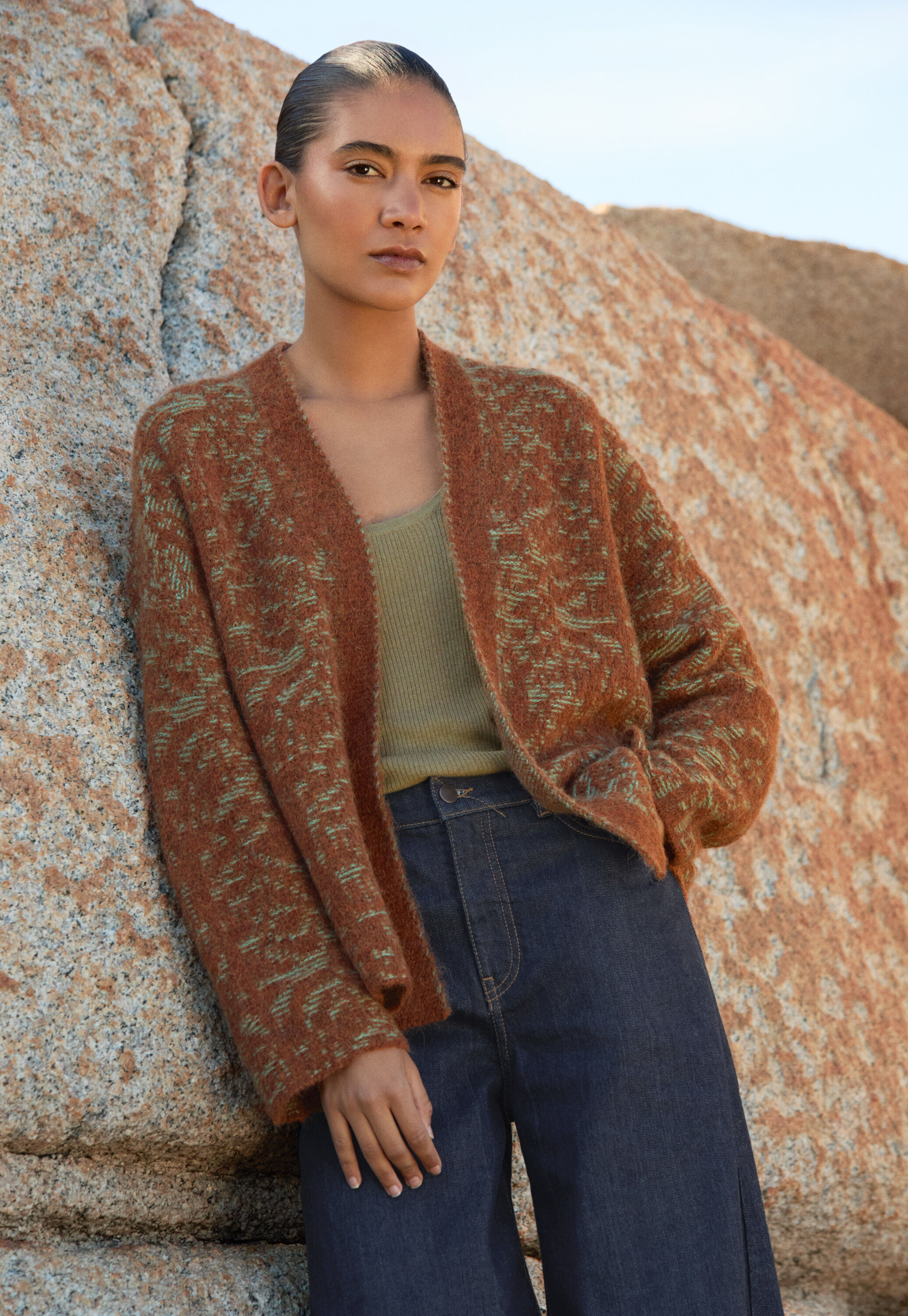 Kimono-Cardigan im Spitzenmuster
