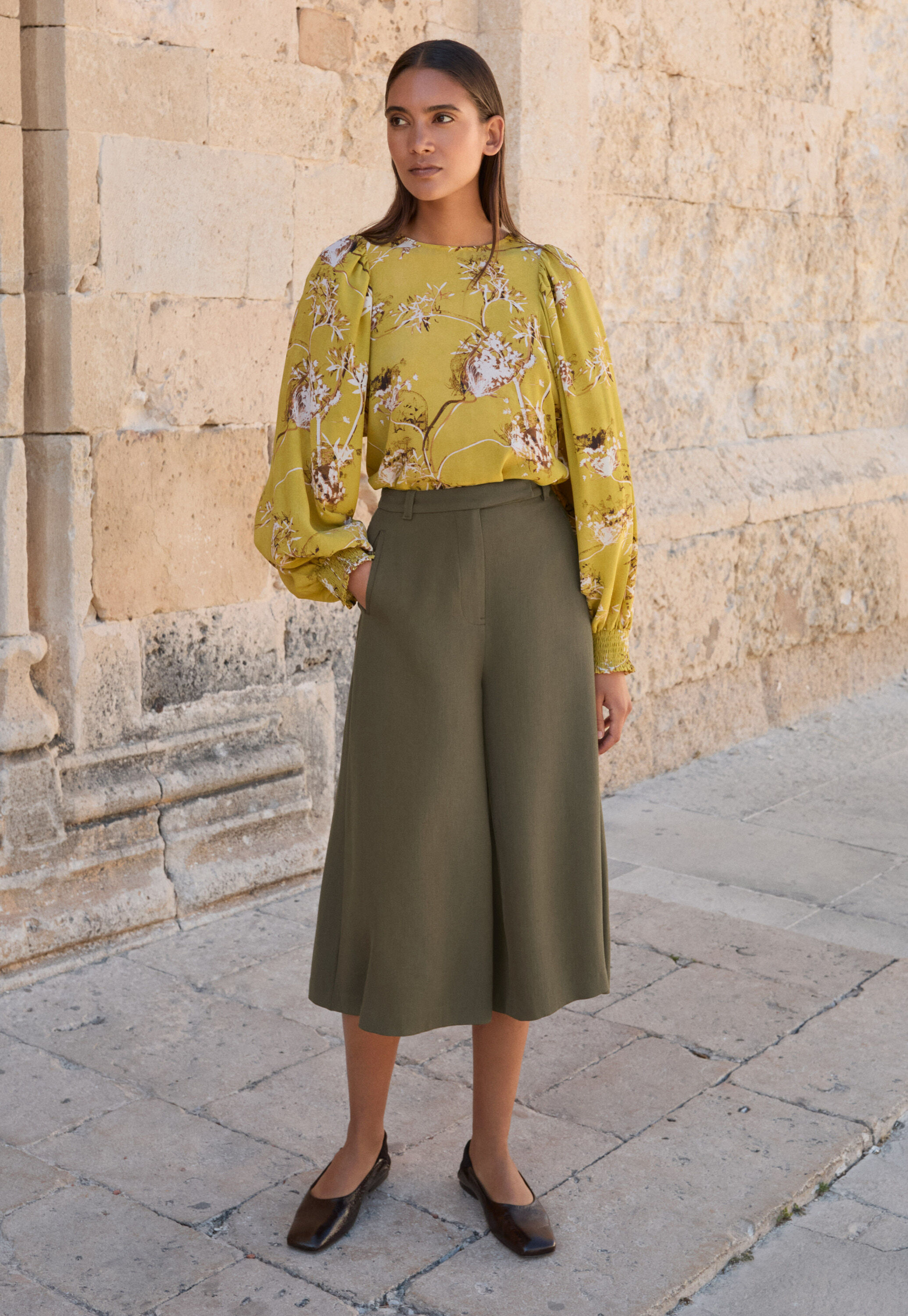 Print-Bluse mit gerafften &Auml;rmeln