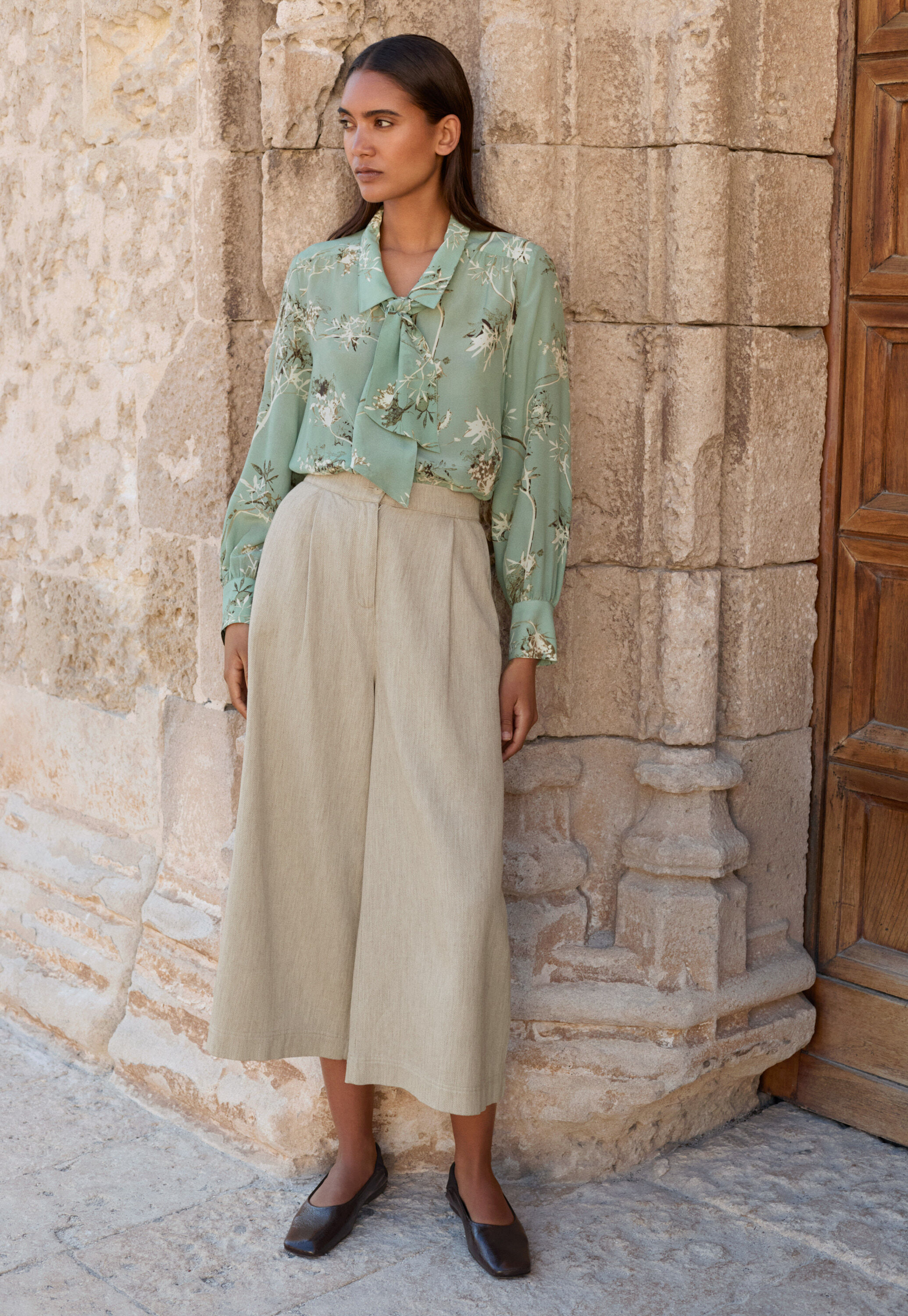 Schluppenbluse mit Print