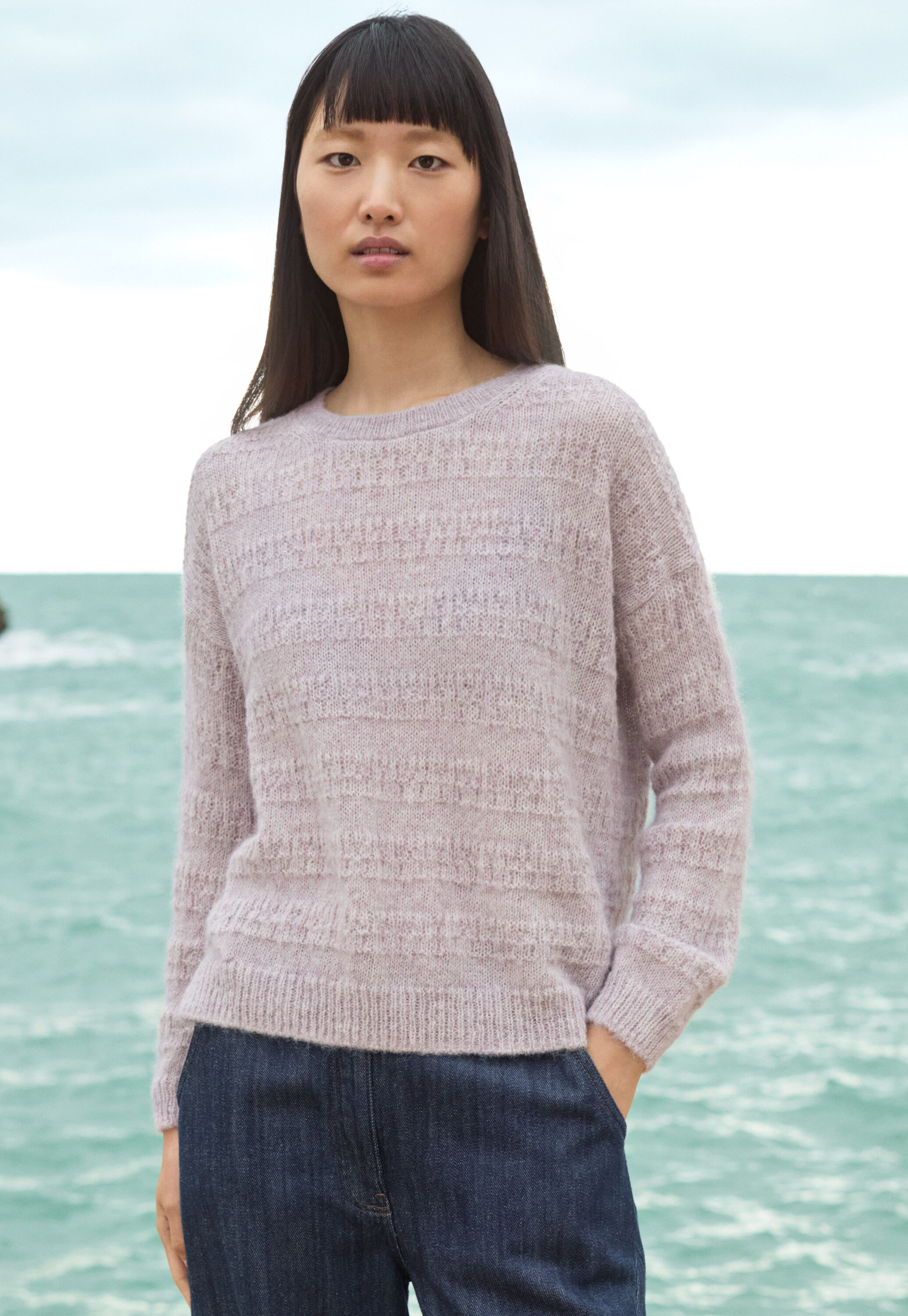 Pullover mit strukturierten Streifen