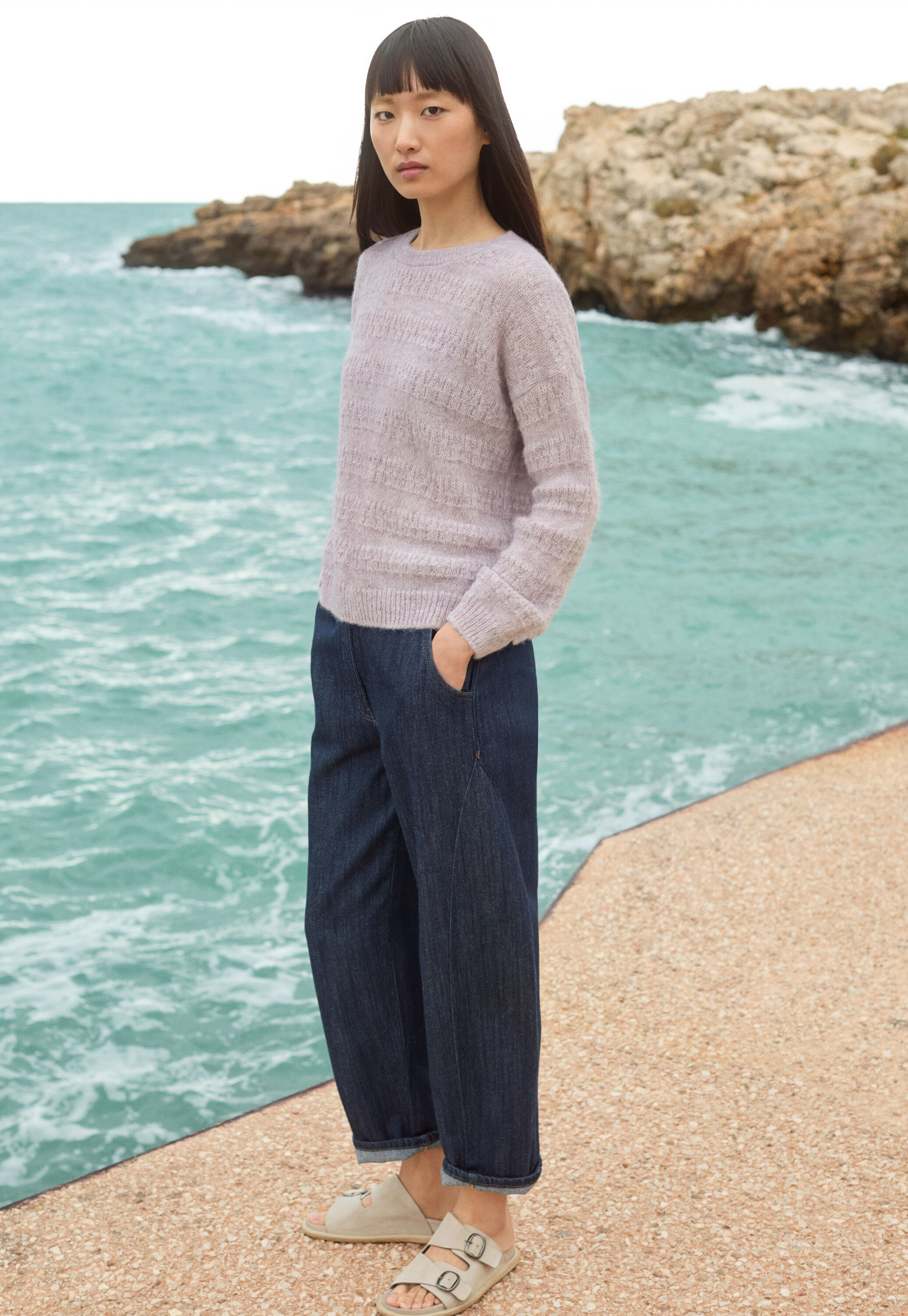 Pullover mit strukturierten Streifen