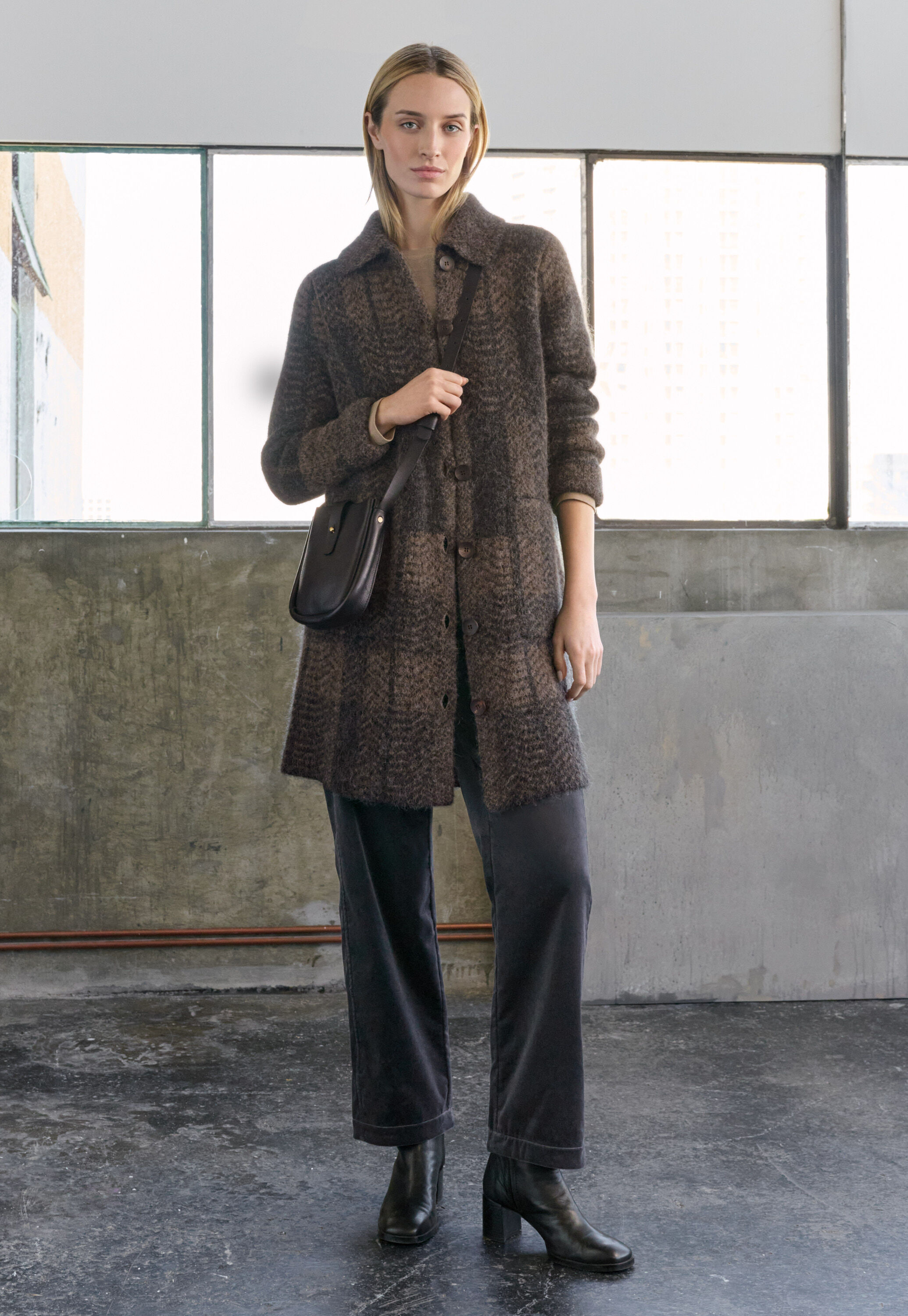 Karo-Strickmantel