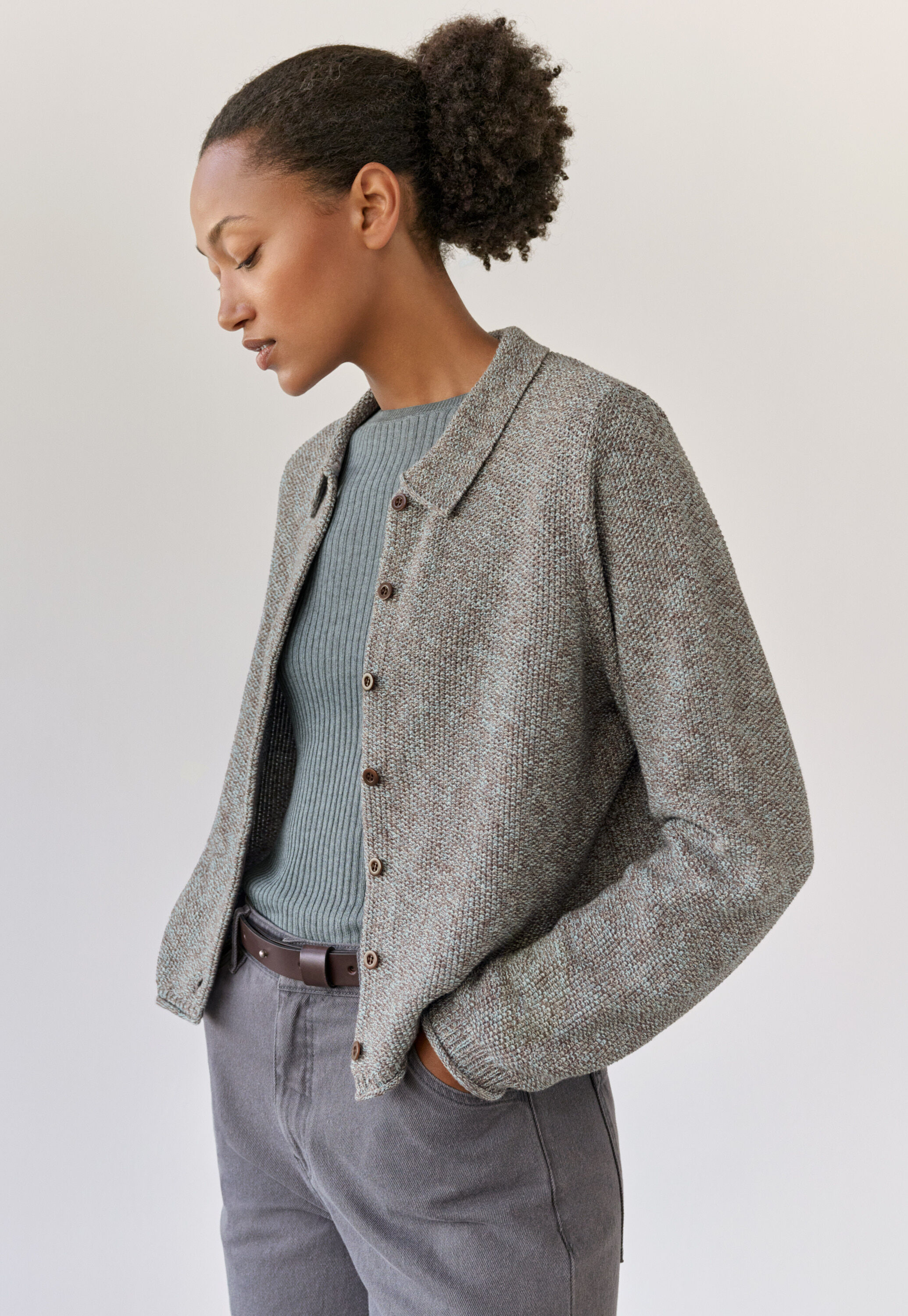 Cardigan im Perlmuster