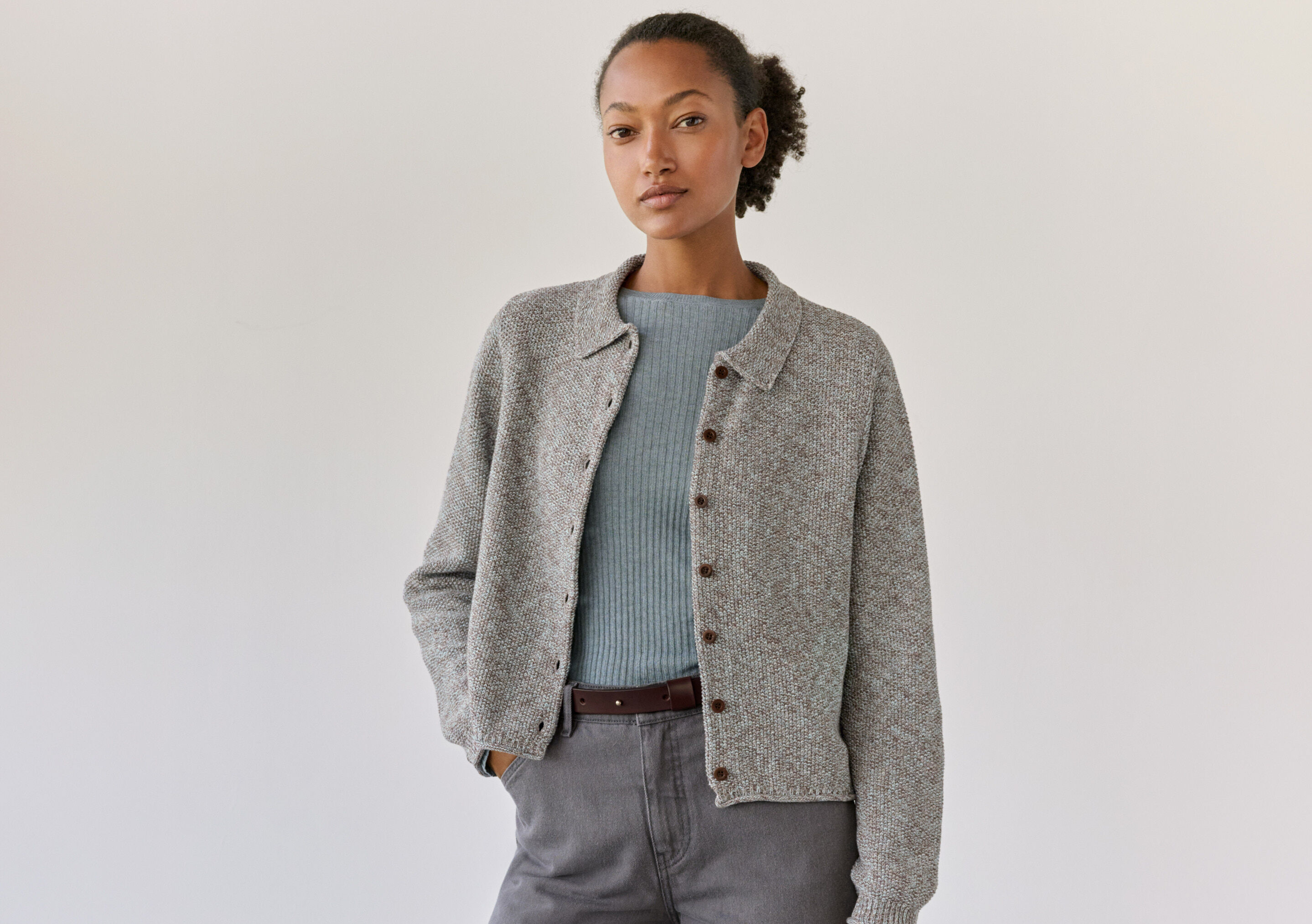 Cardigan im Perlmuster