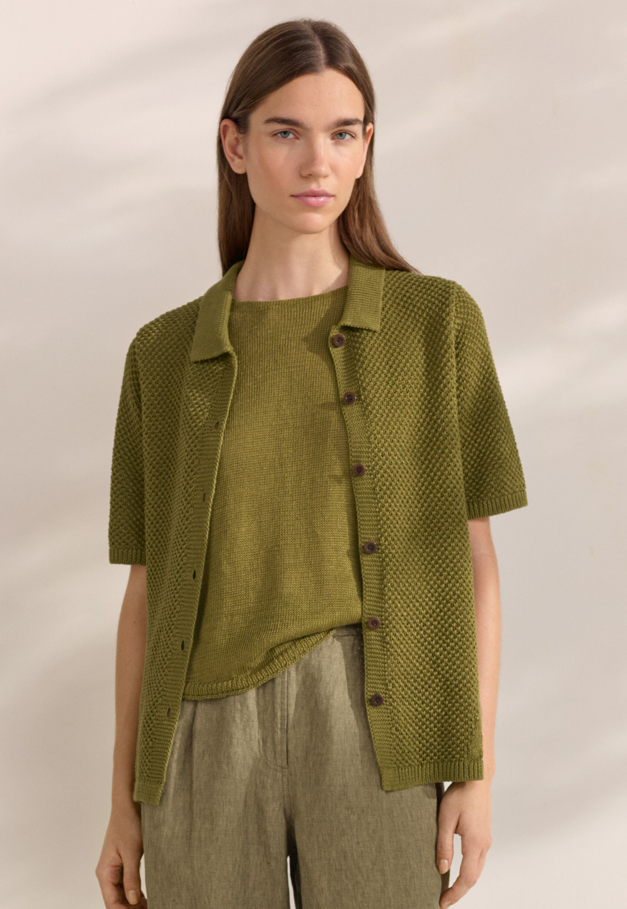 Cardigan mit Kragen im Perlmuster
