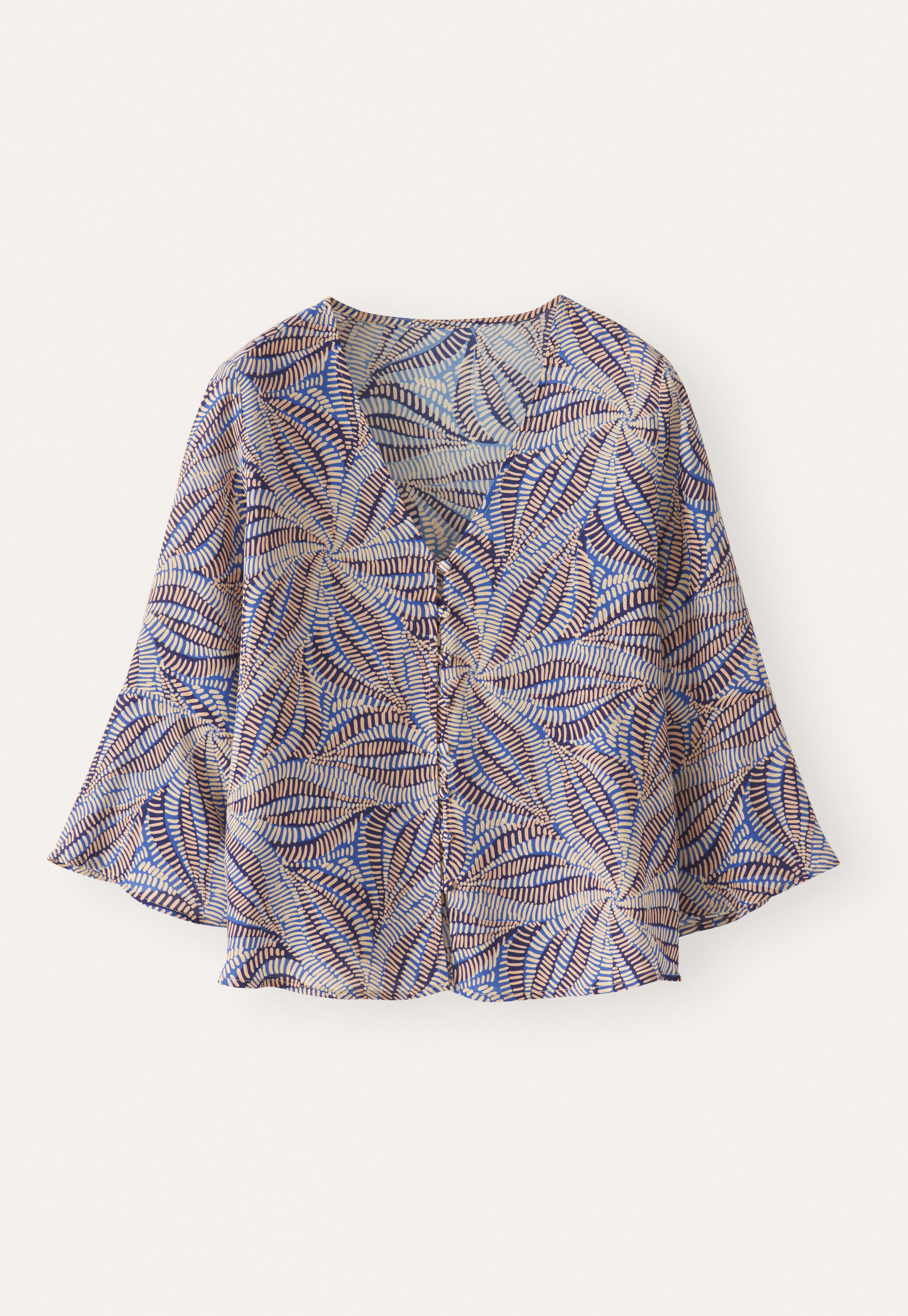 Print-Bluse mit ausgestellten &Auml;rmeln