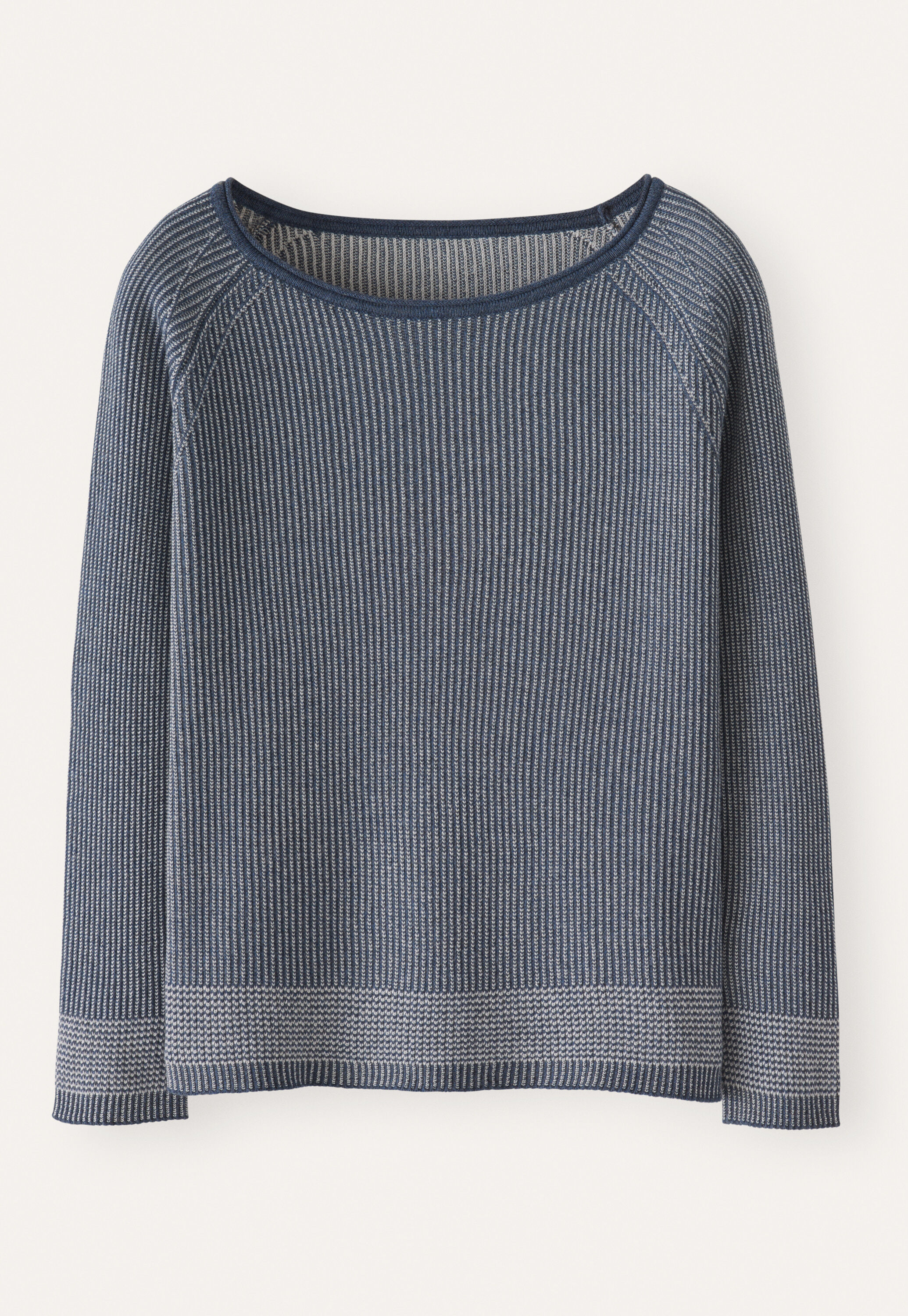 Zweifarbiger Rippstrick-Pullover