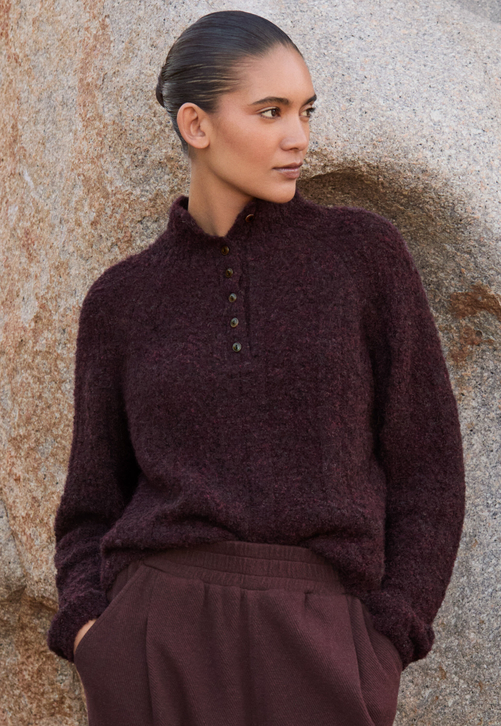 Pullover mit gekn&ouml;pftem Kragen