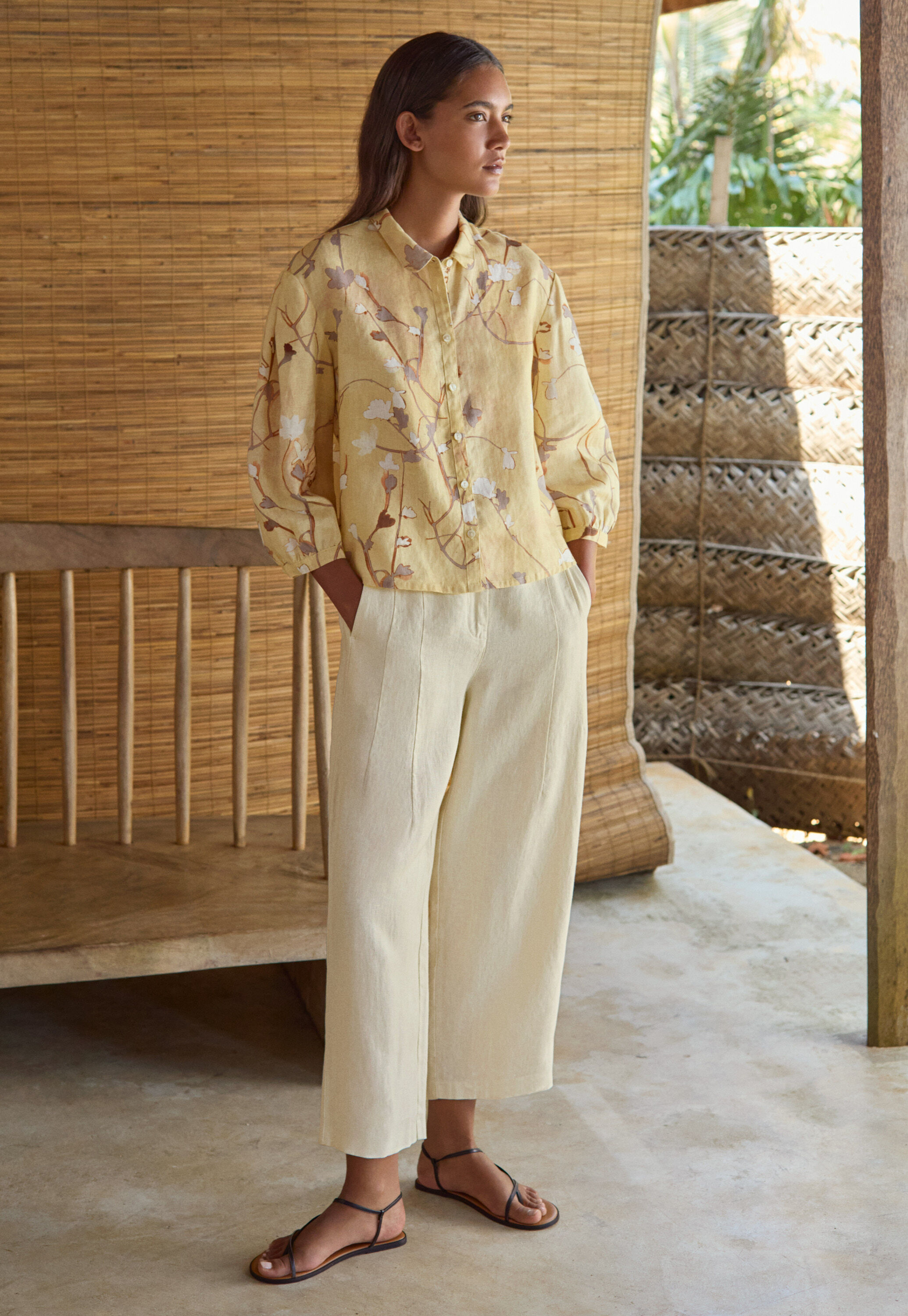 Print-Bluse mit Falten&auml;rmeln