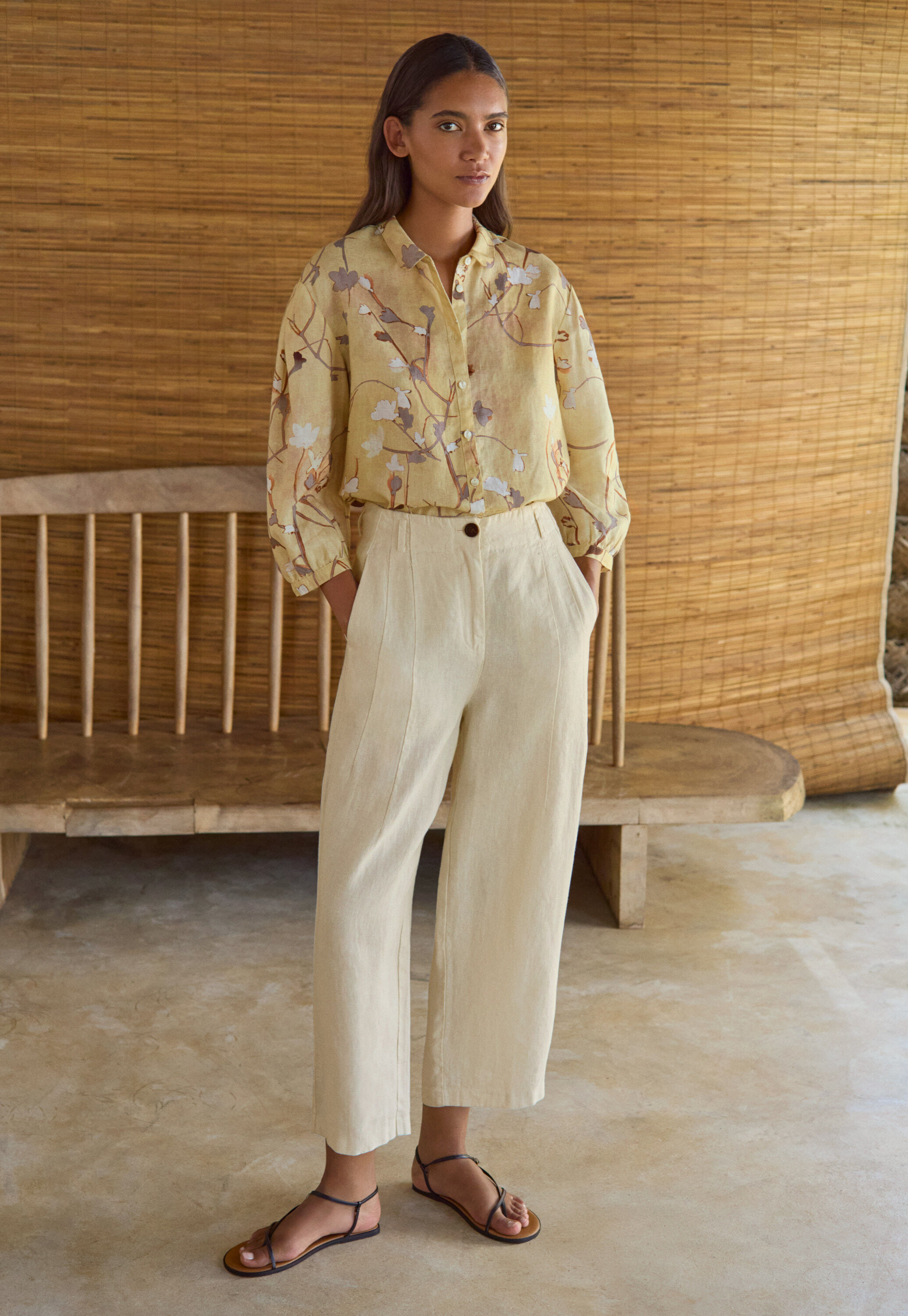 Print-Bluse mit Falten&auml;rmeln