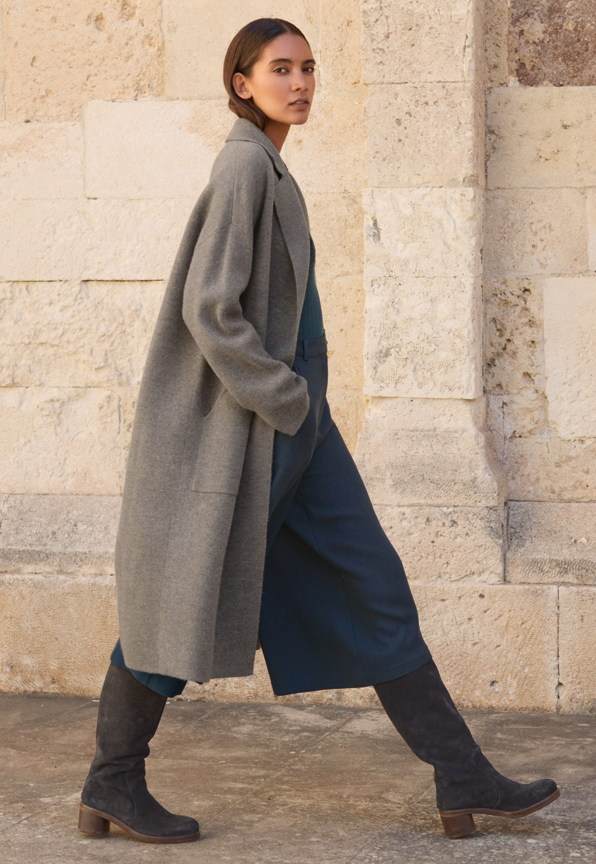 Gerippter Polo-Pullover