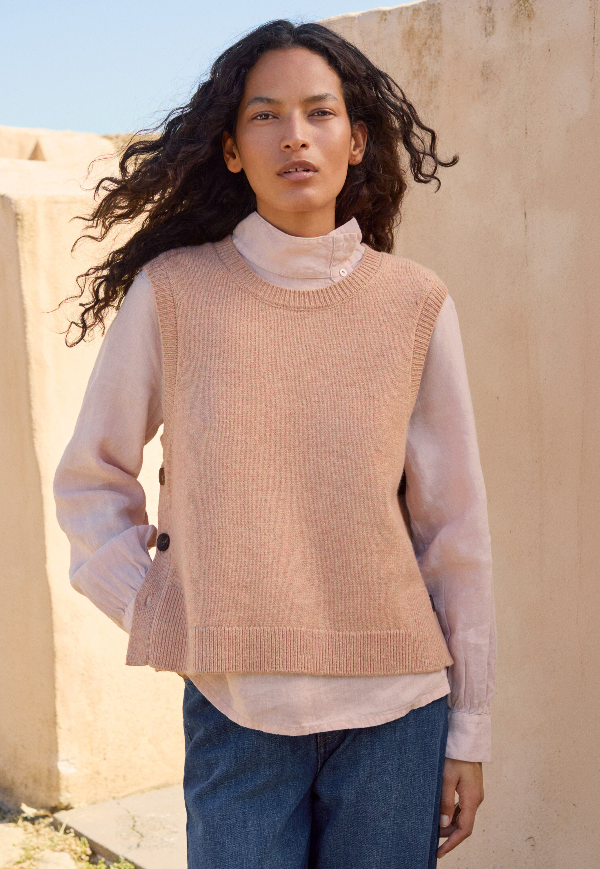 Bluse mit Trichterkragen