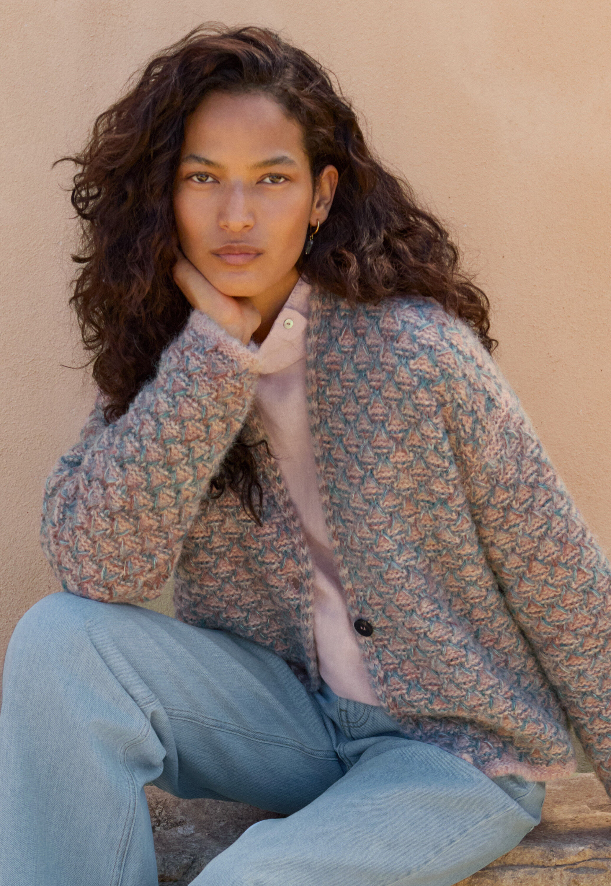 Wabenmuster-Cardigan