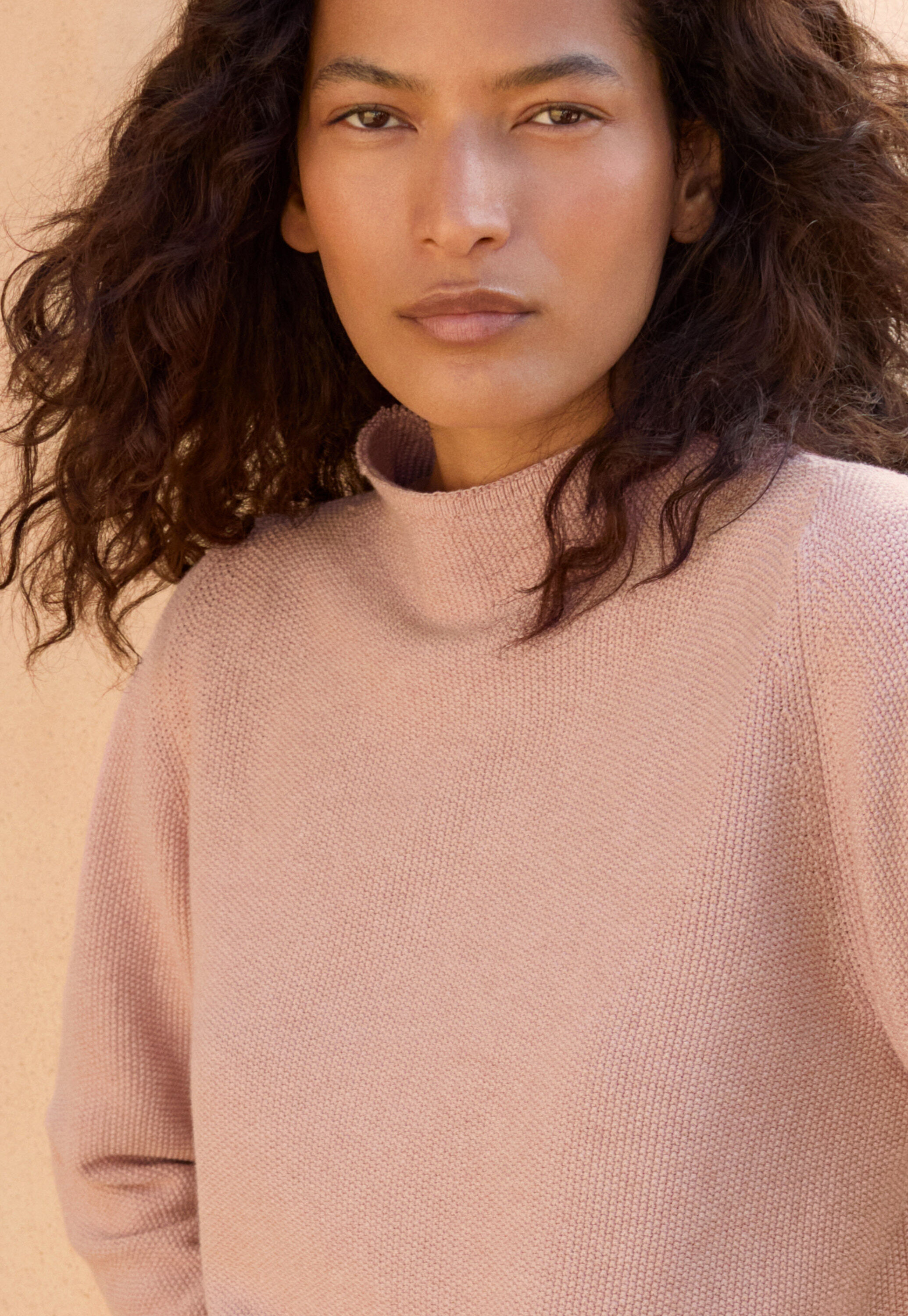 Trichterkragen-Pullover, Muschelrosa, large
