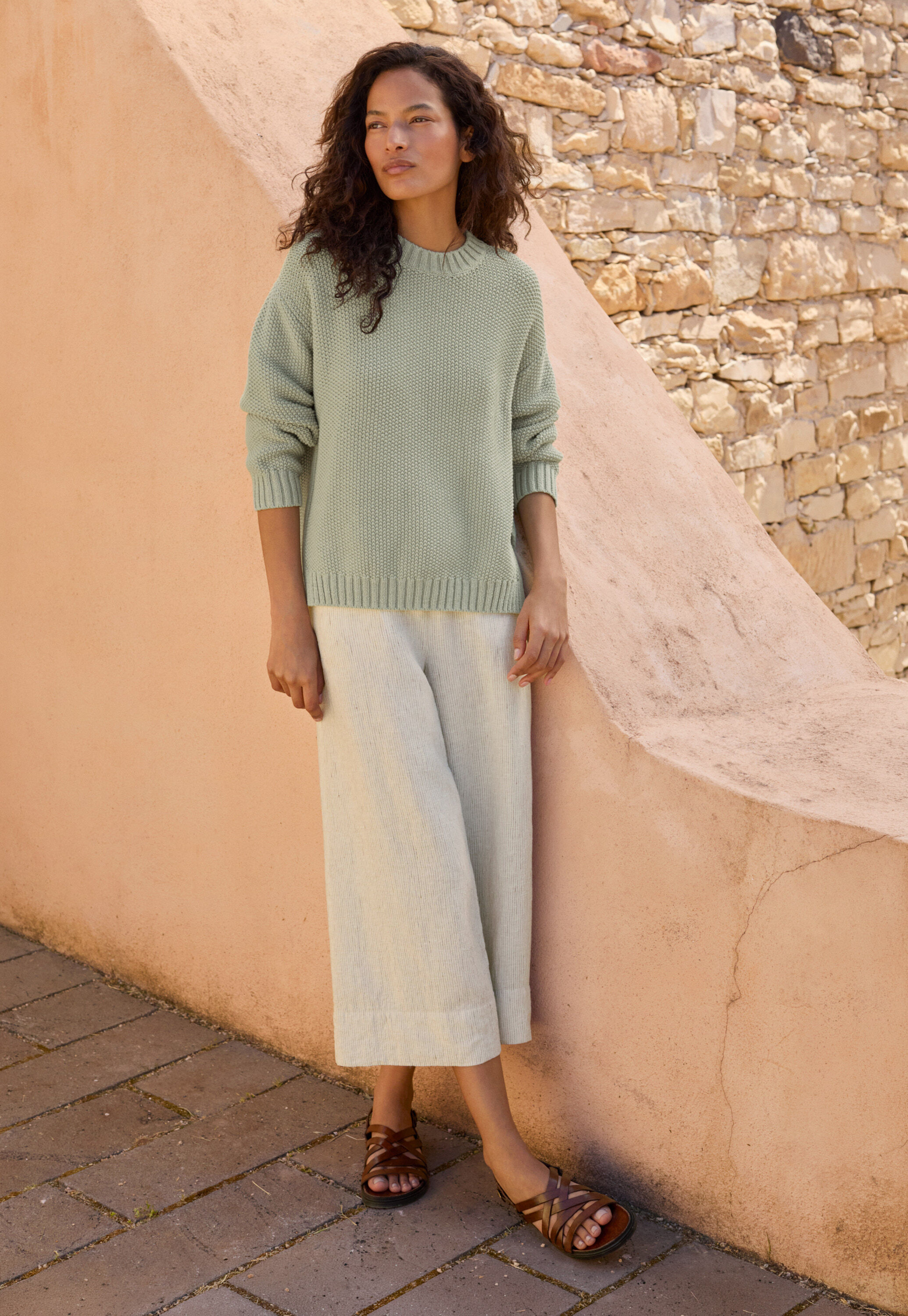 Perlmuster-Pullover, Blasses Mint, large