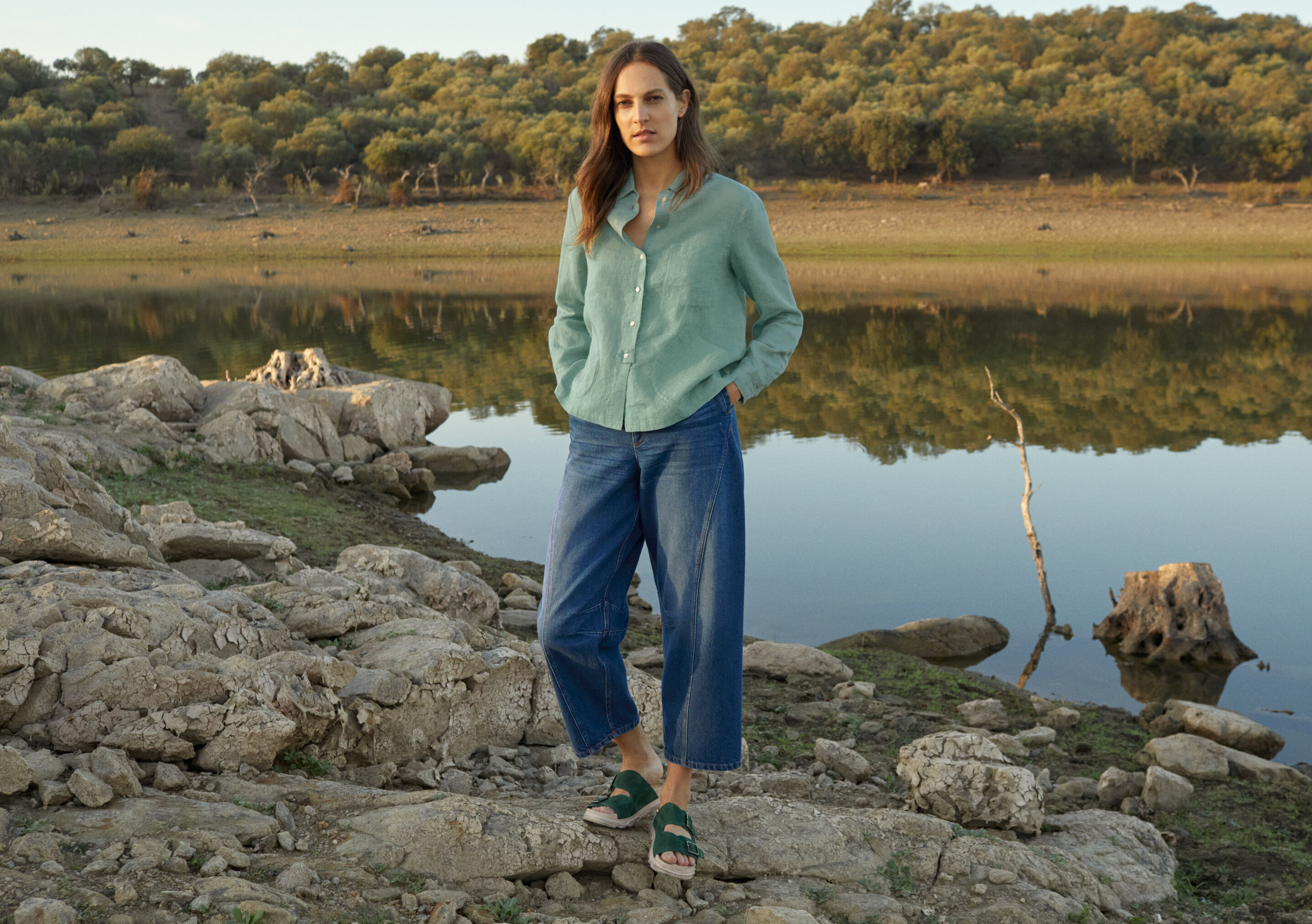 Denim-Jeans mit geschwungenen N&auml;hten