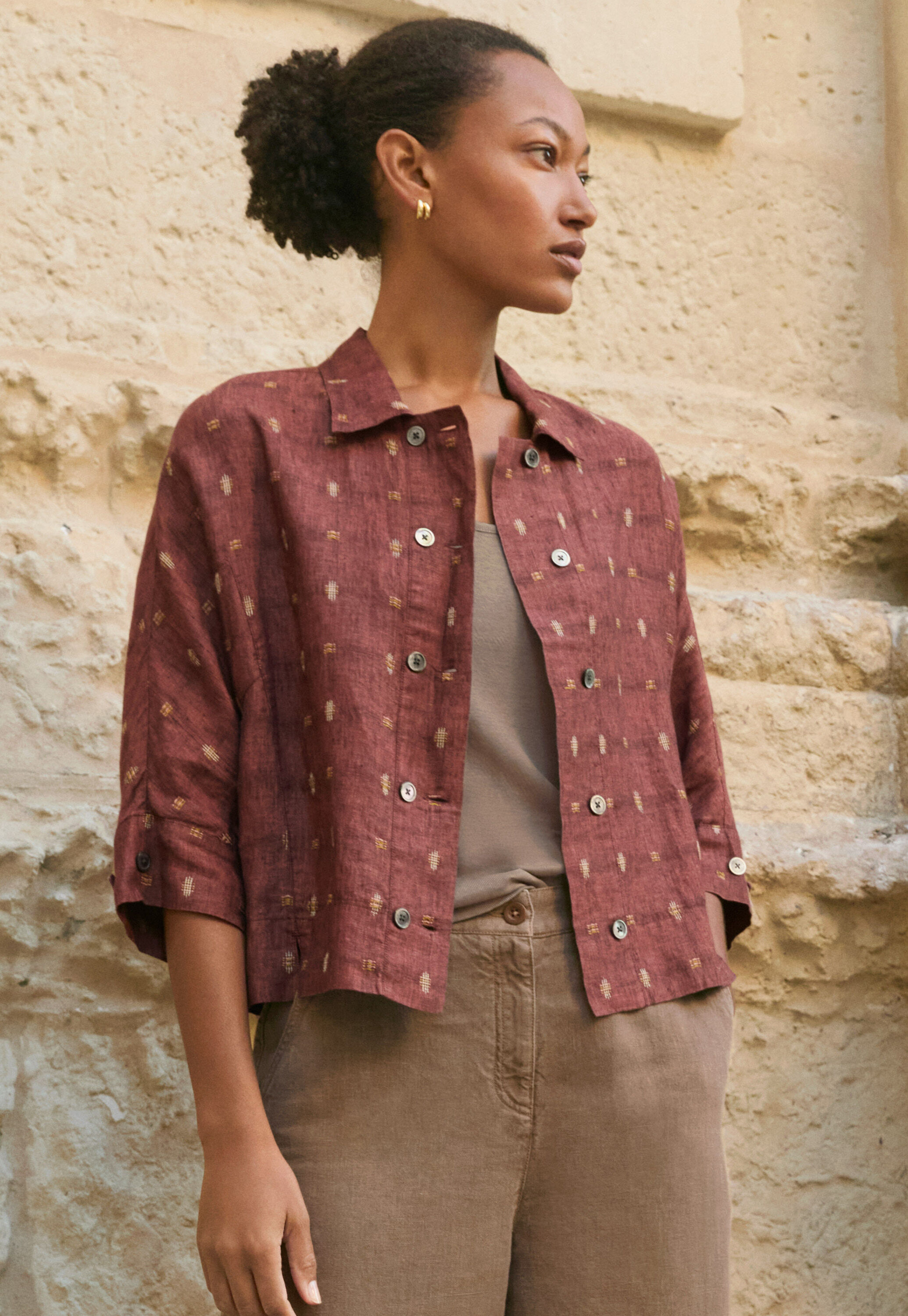 Bluse aus geklipptem Dobby