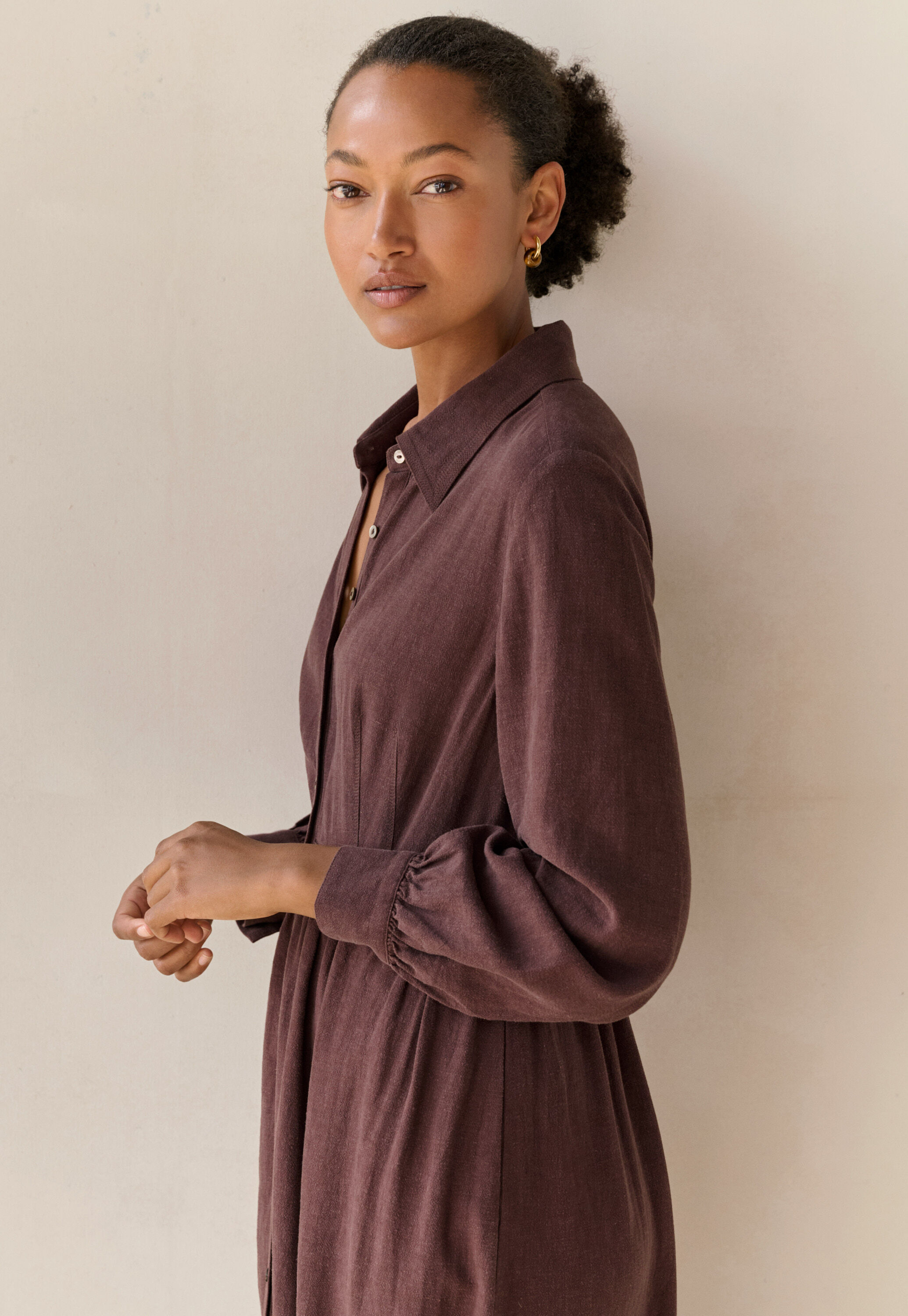 Langes Hemdkleid, Portwein, large