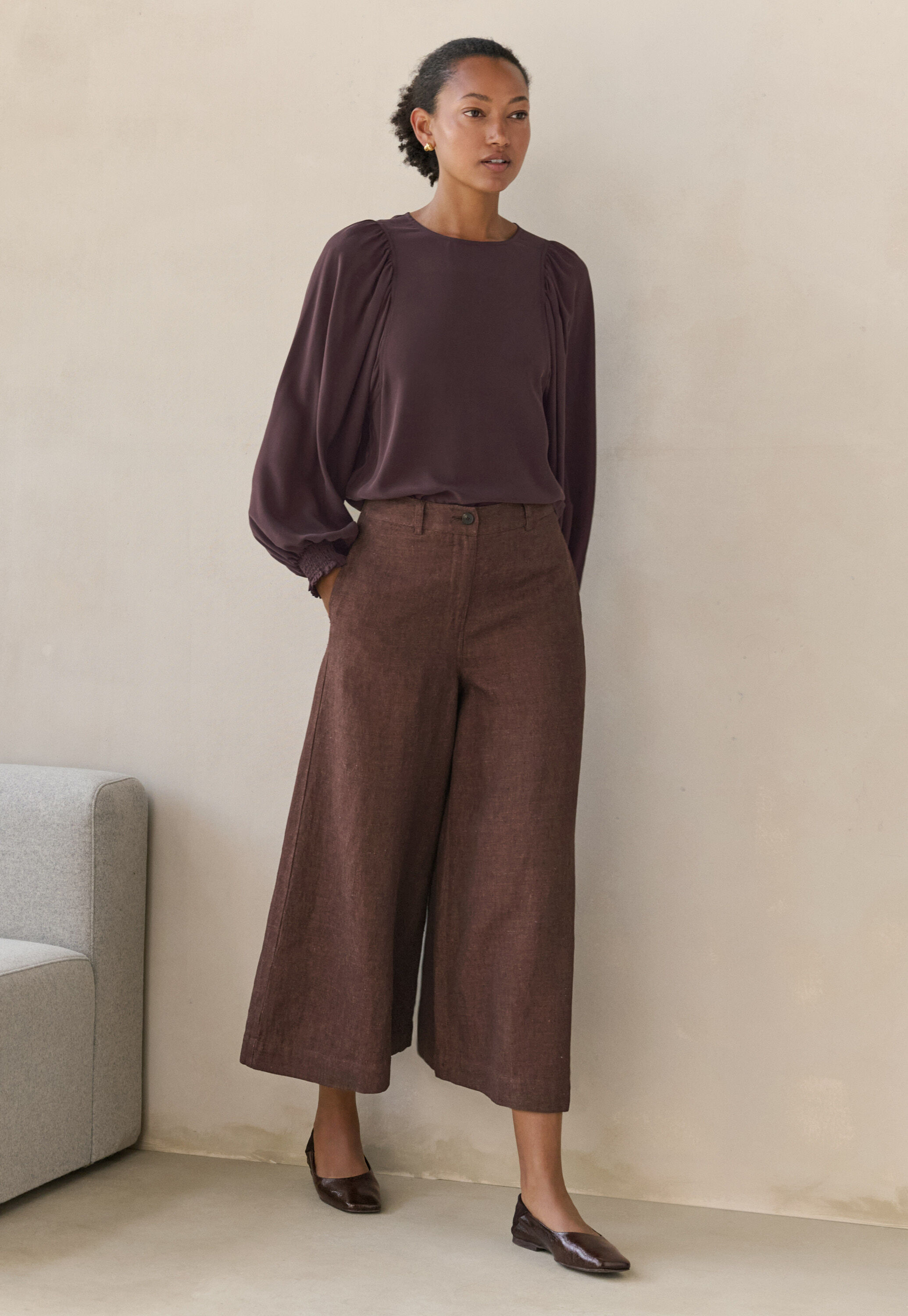 Bluse mit gerafften &Auml;rmeln