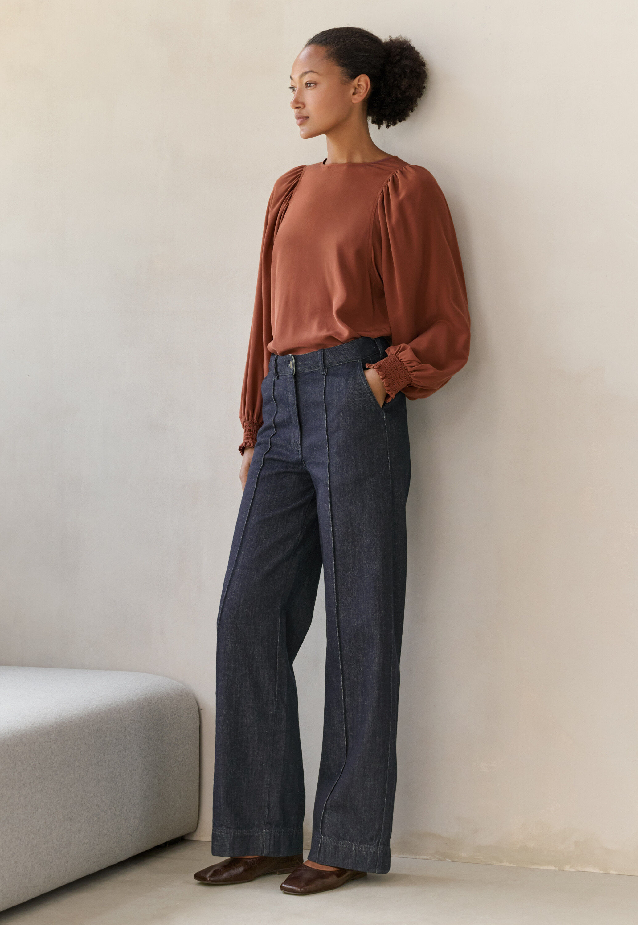 Bluse mit gerafften &Auml;rmeln, Rouge, large