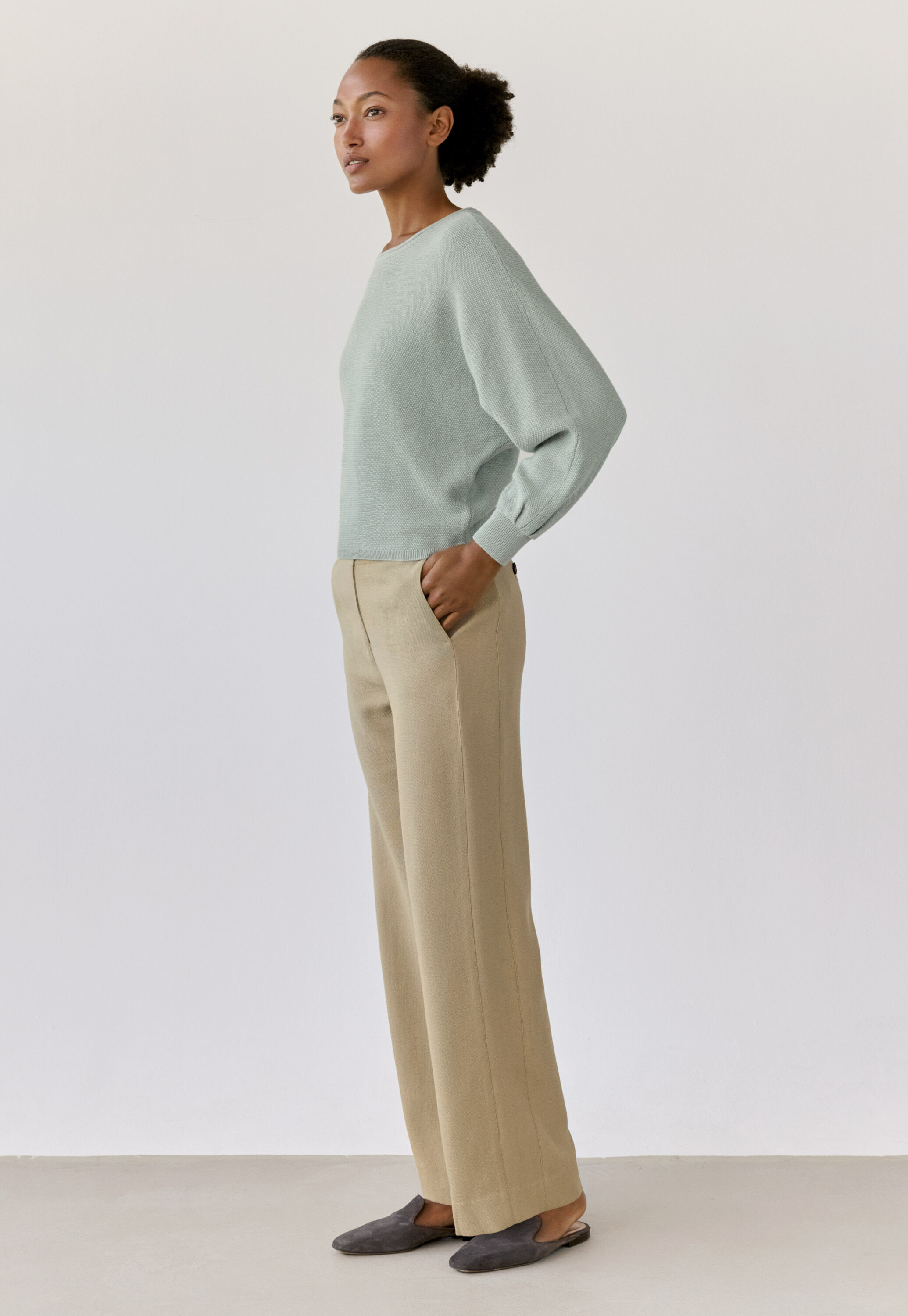 Perlmuster-Dolman-Pullover, Gewaschenes Aqua, large