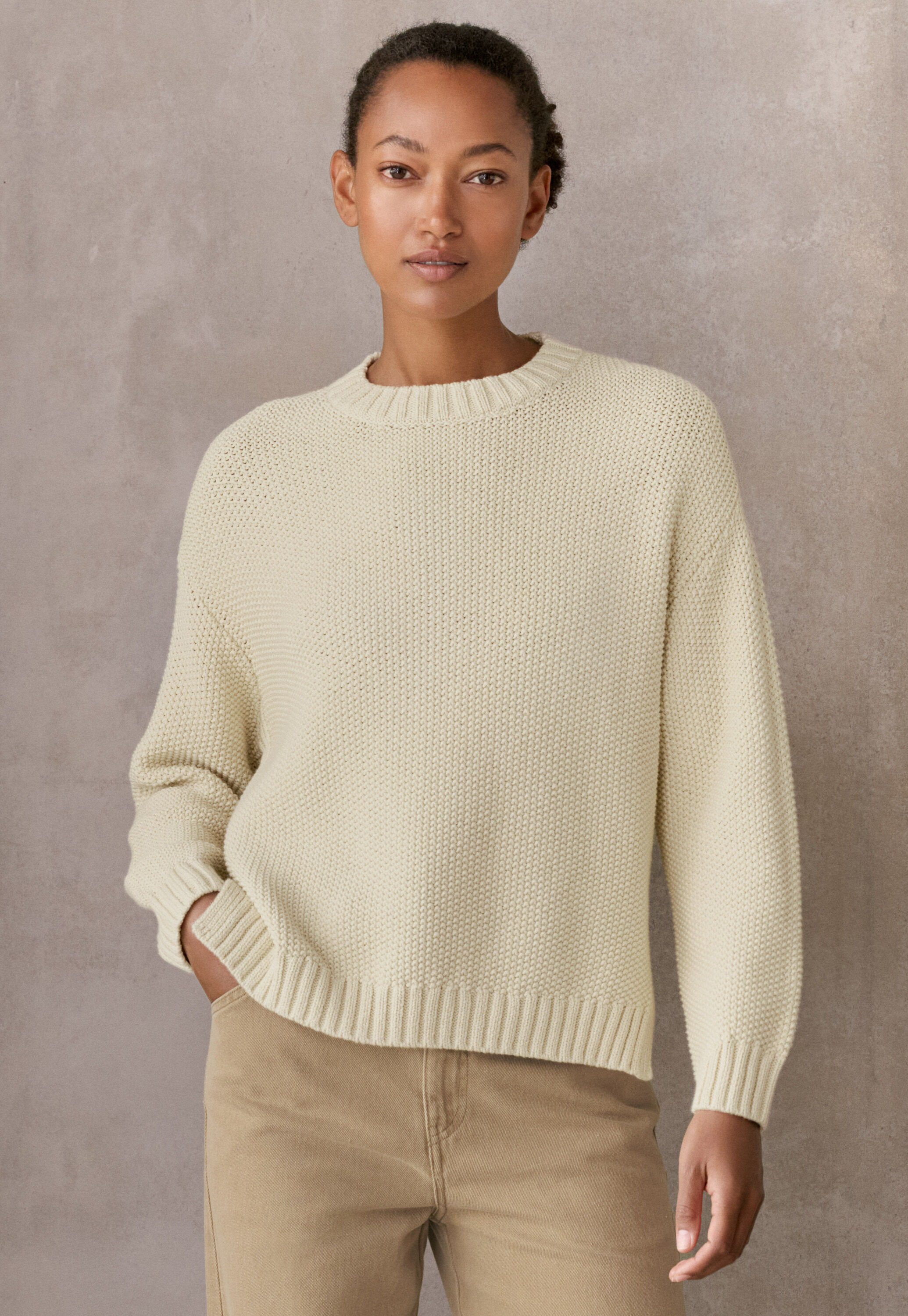 Perlmuster-Pullover, Pergament, large