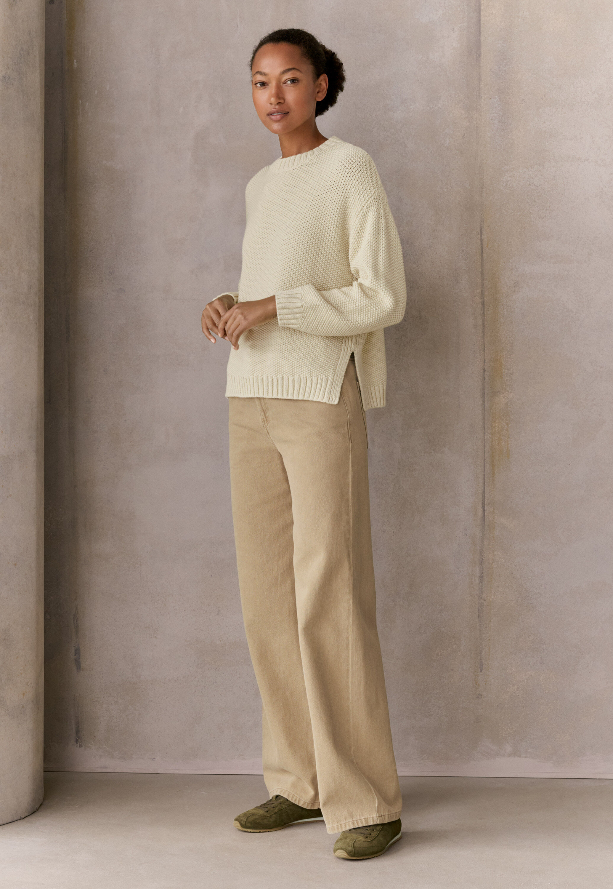 Perlmuster-Pullover, Pergament, large
