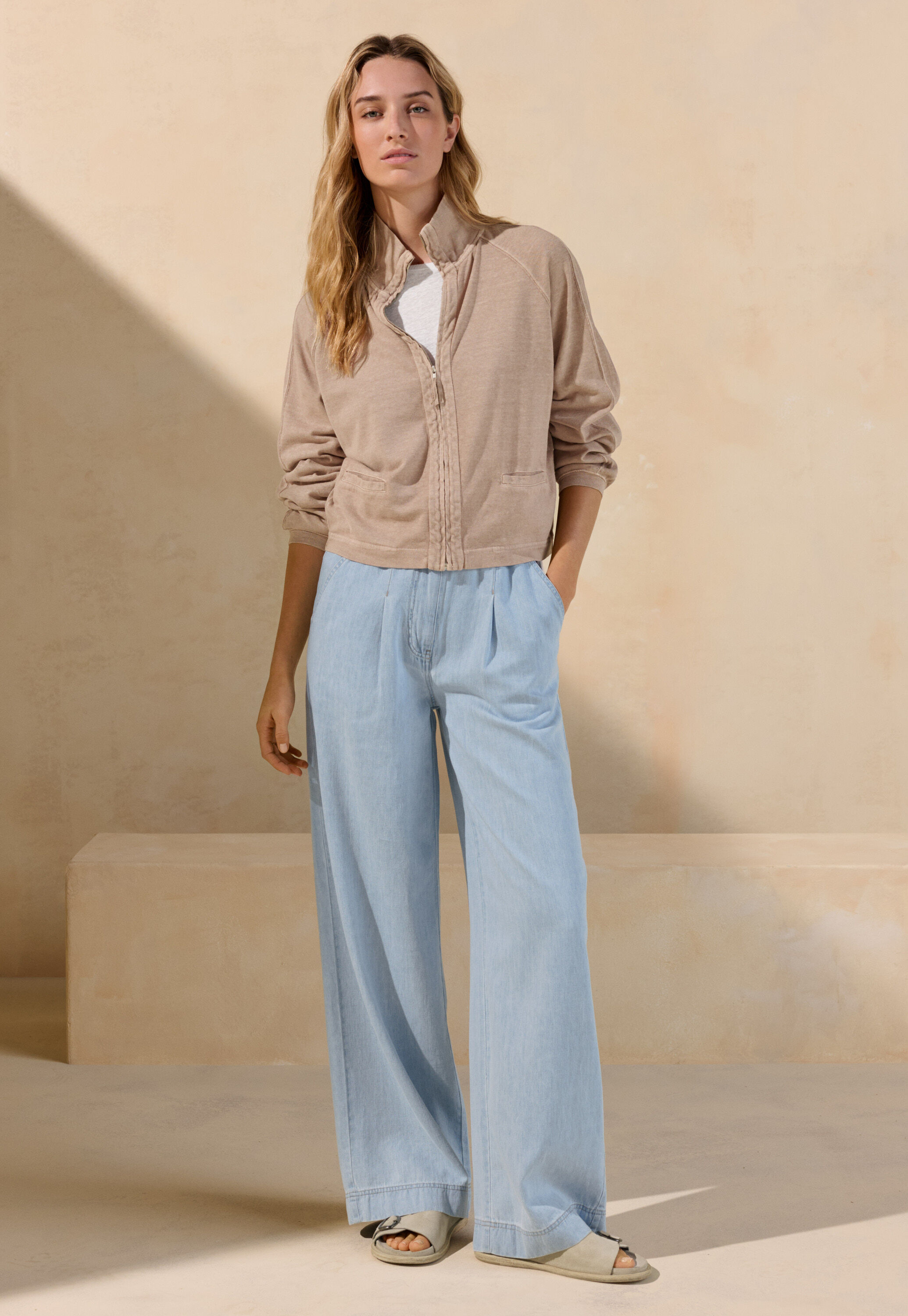 Indigo-gef&auml;rbte weite Hose, Blasses Denimblau, large