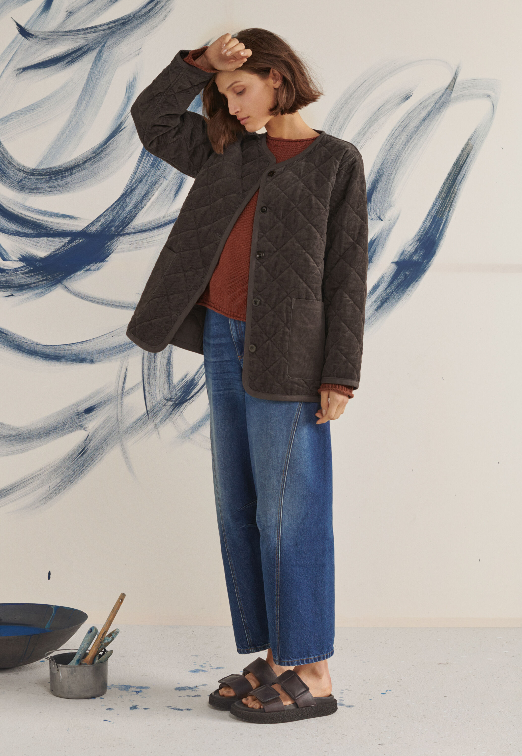 Denim-Jeans mit geschwungenen N&auml;hten