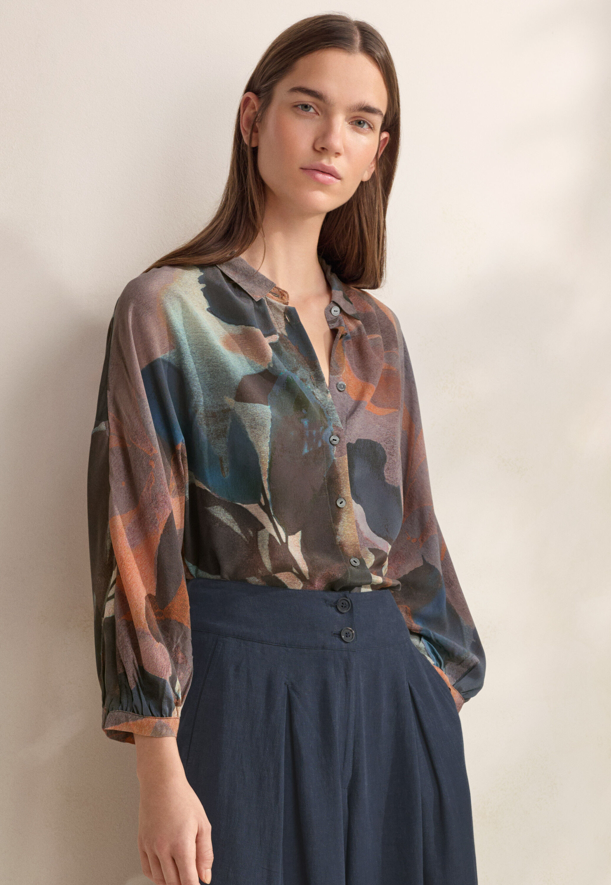 Print-Bluse mit angeschnittenen &Auml;rmeln