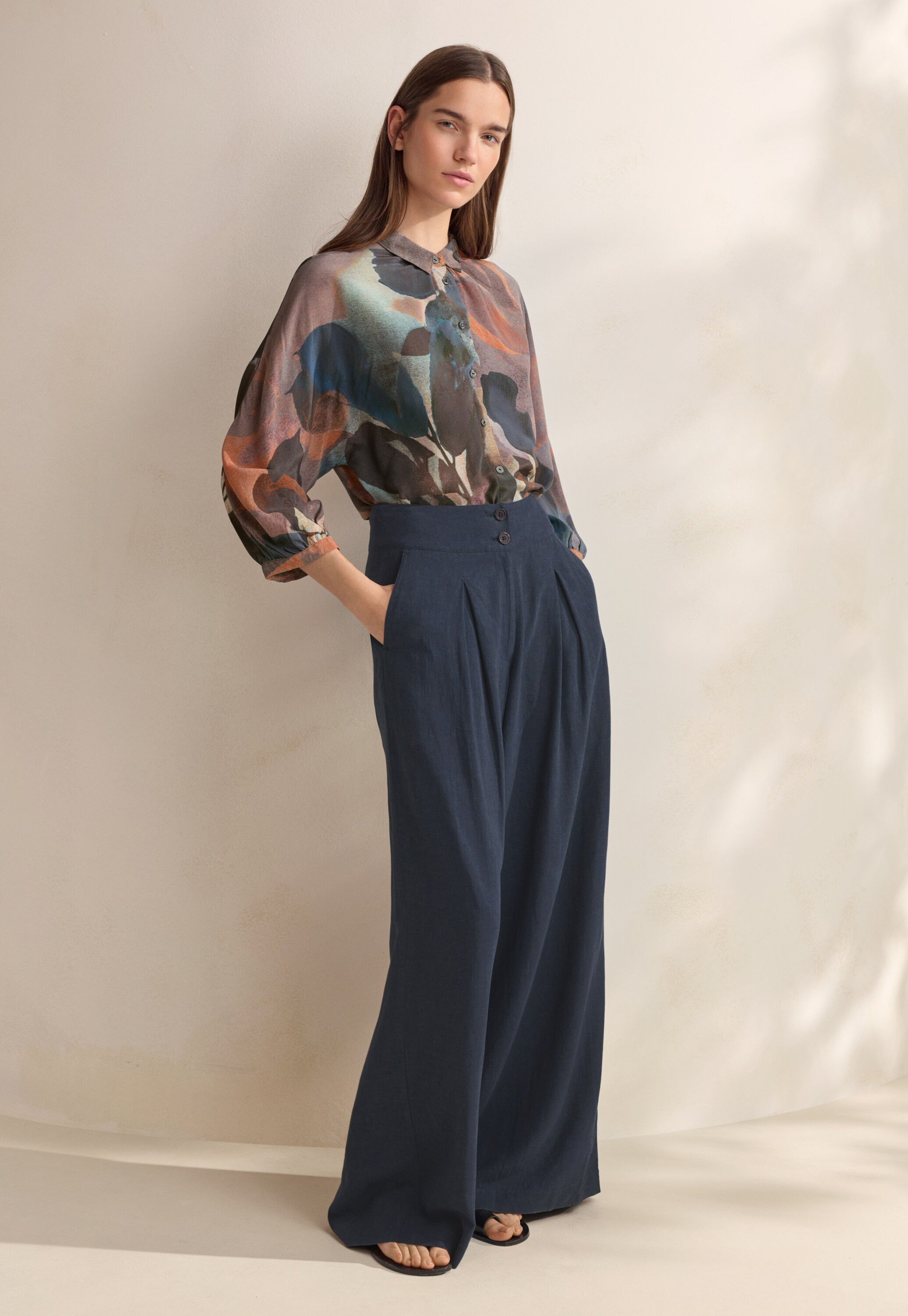 Print-Bluse mit angeschnittenen &Auml;rmeln