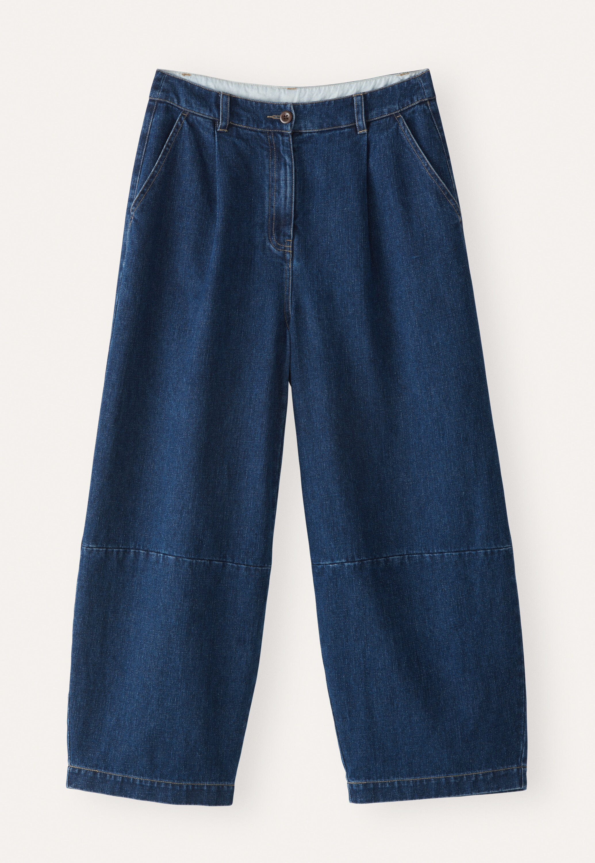 Barrel-Leg-Hose, Dunkles Denimblau, large