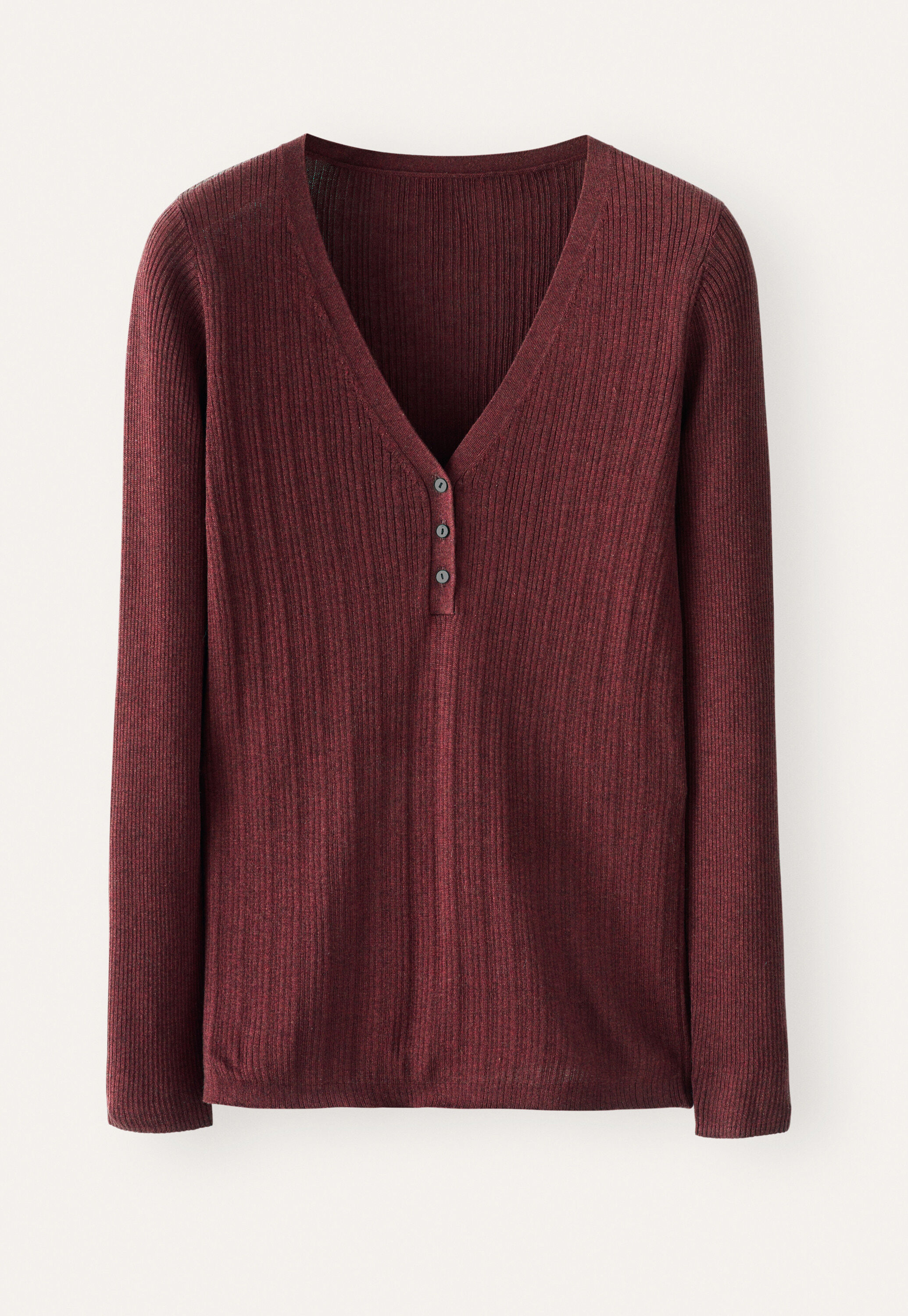 Ripppullover mit V-Ausschnitt
