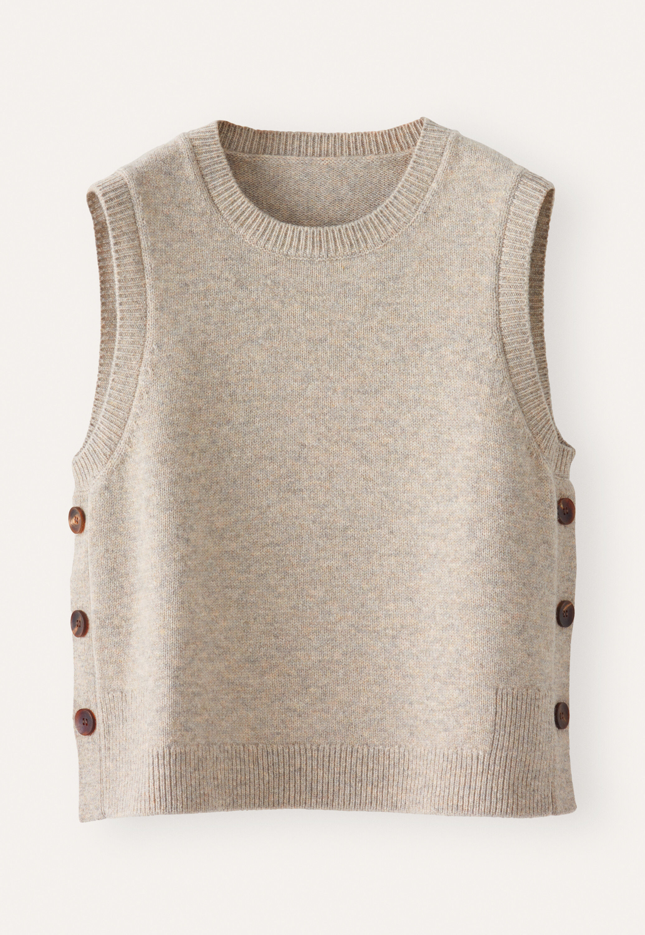 &Auml;rmelloser Pullover, Kiesel, large