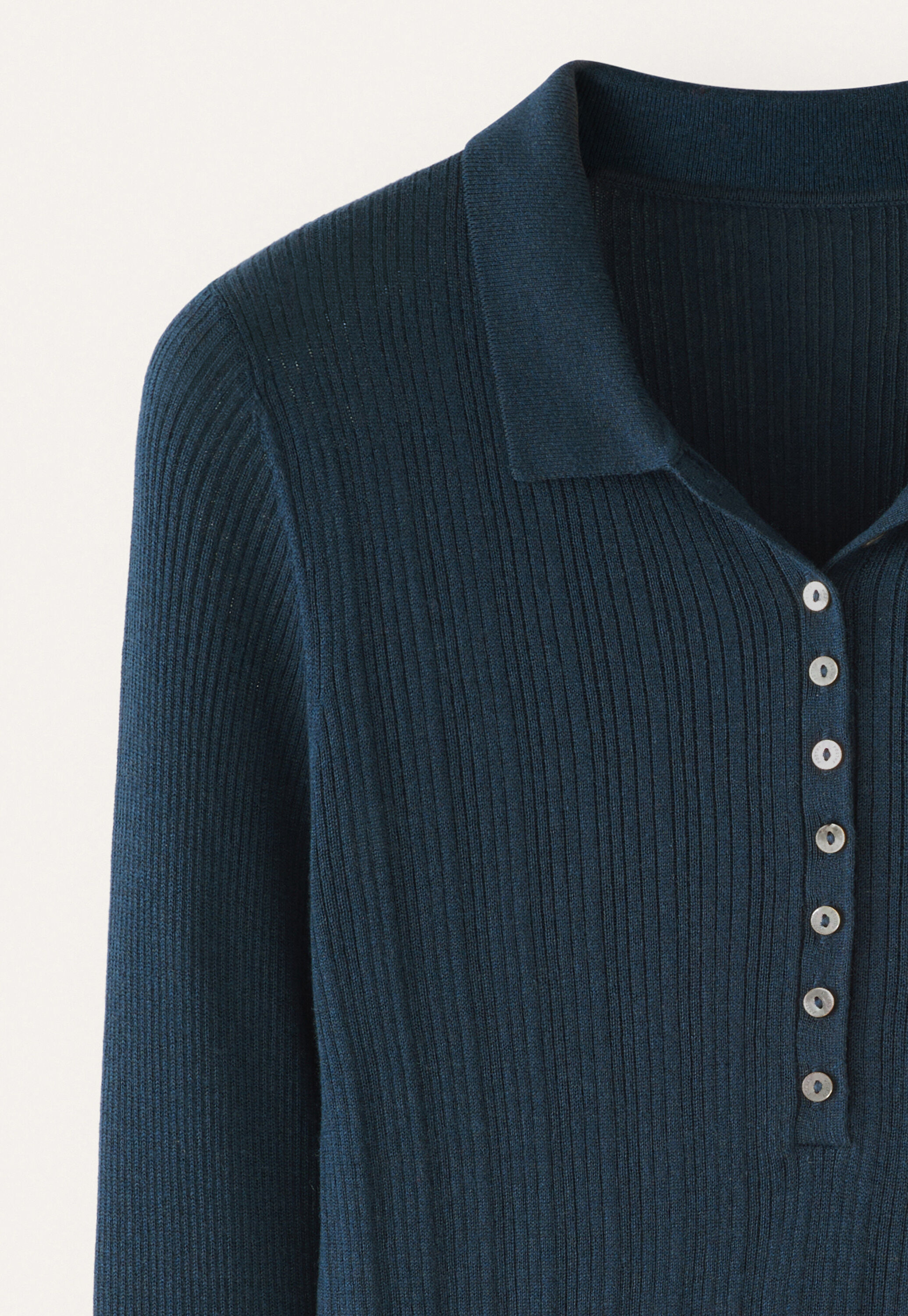 Gerippter Polo-Pullover