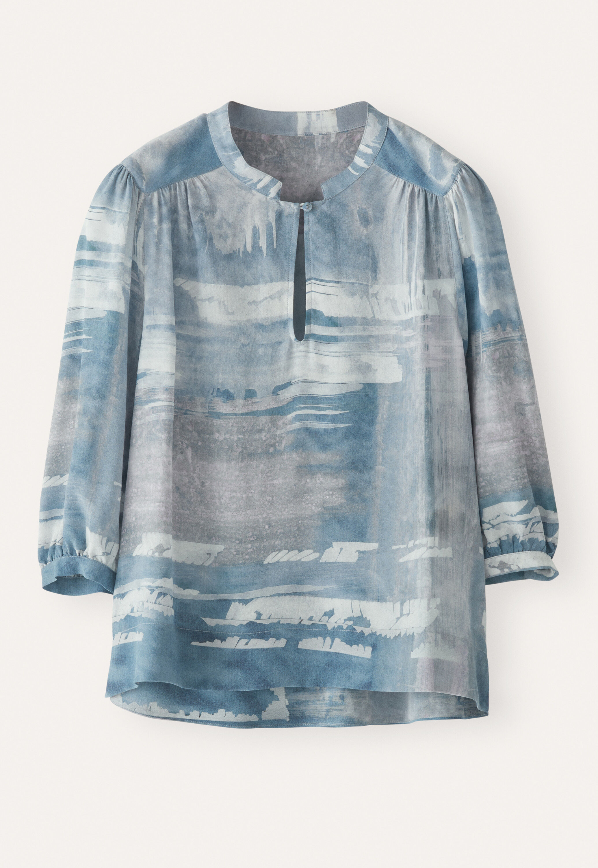 Bedruckte Bluse mit geraffter Passe