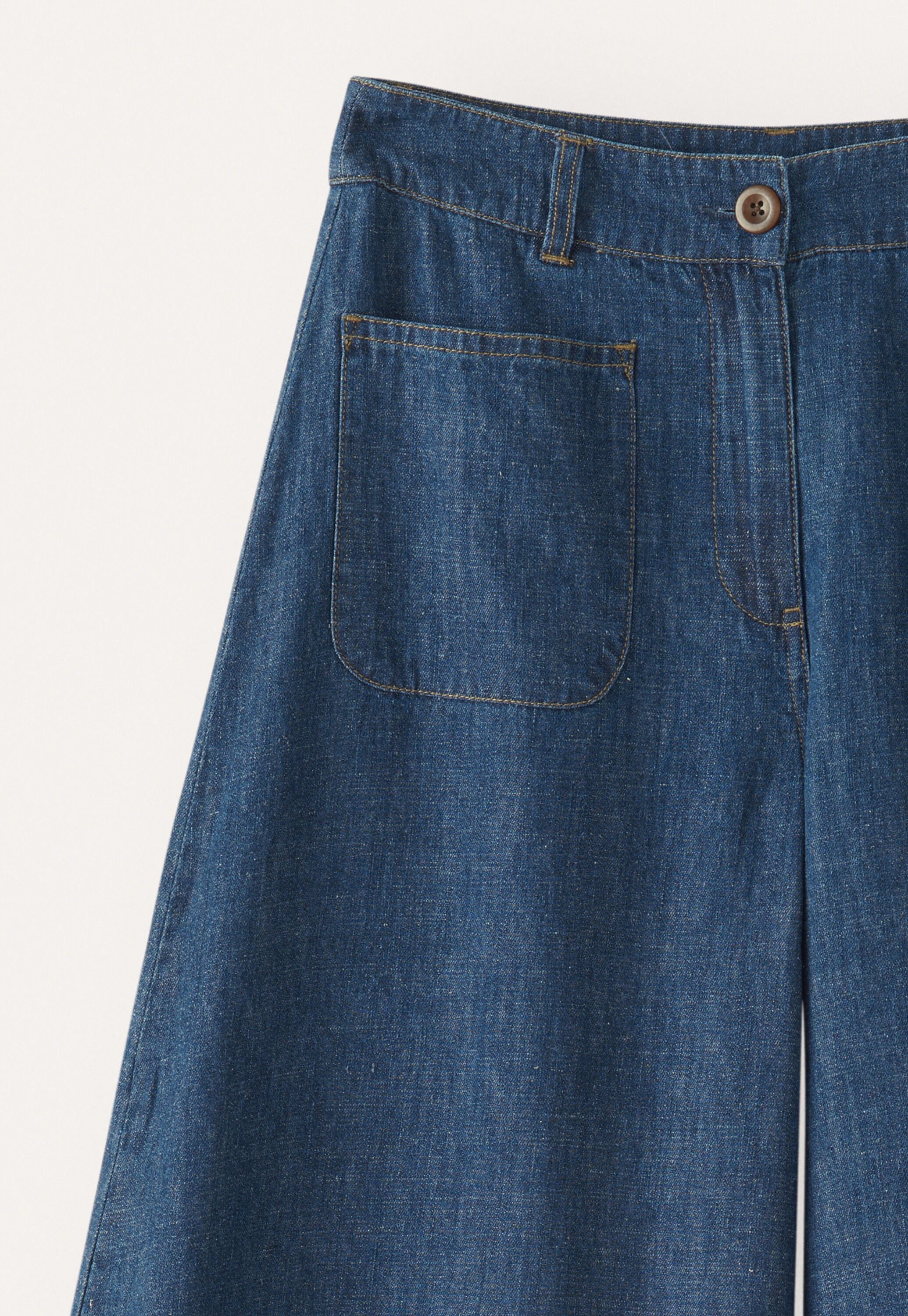 Indigo-gef&auml;rbte Culotte, Dunkles Denimblau, large