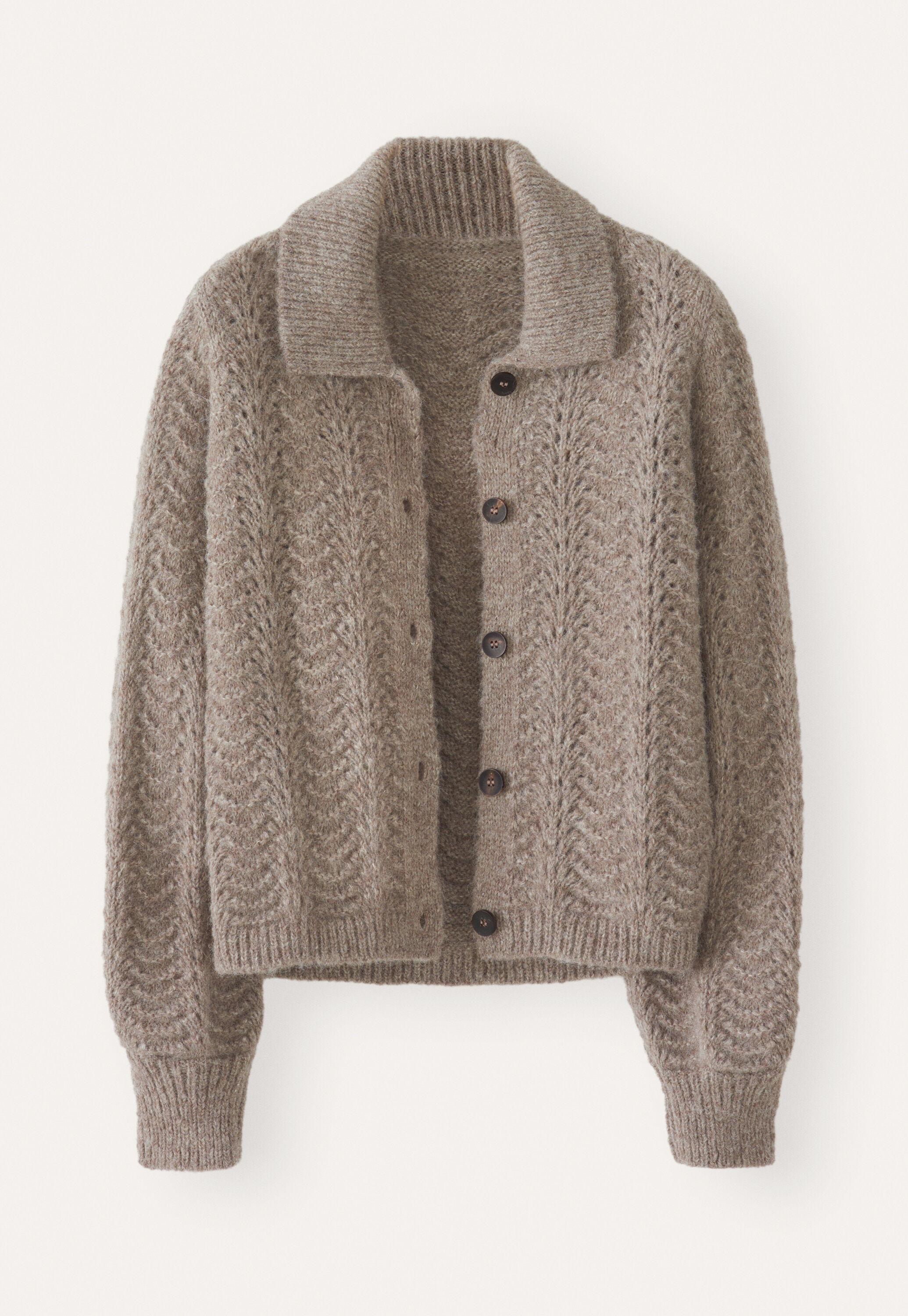 Pointelle-Cardigan, Taupe-Braun, large