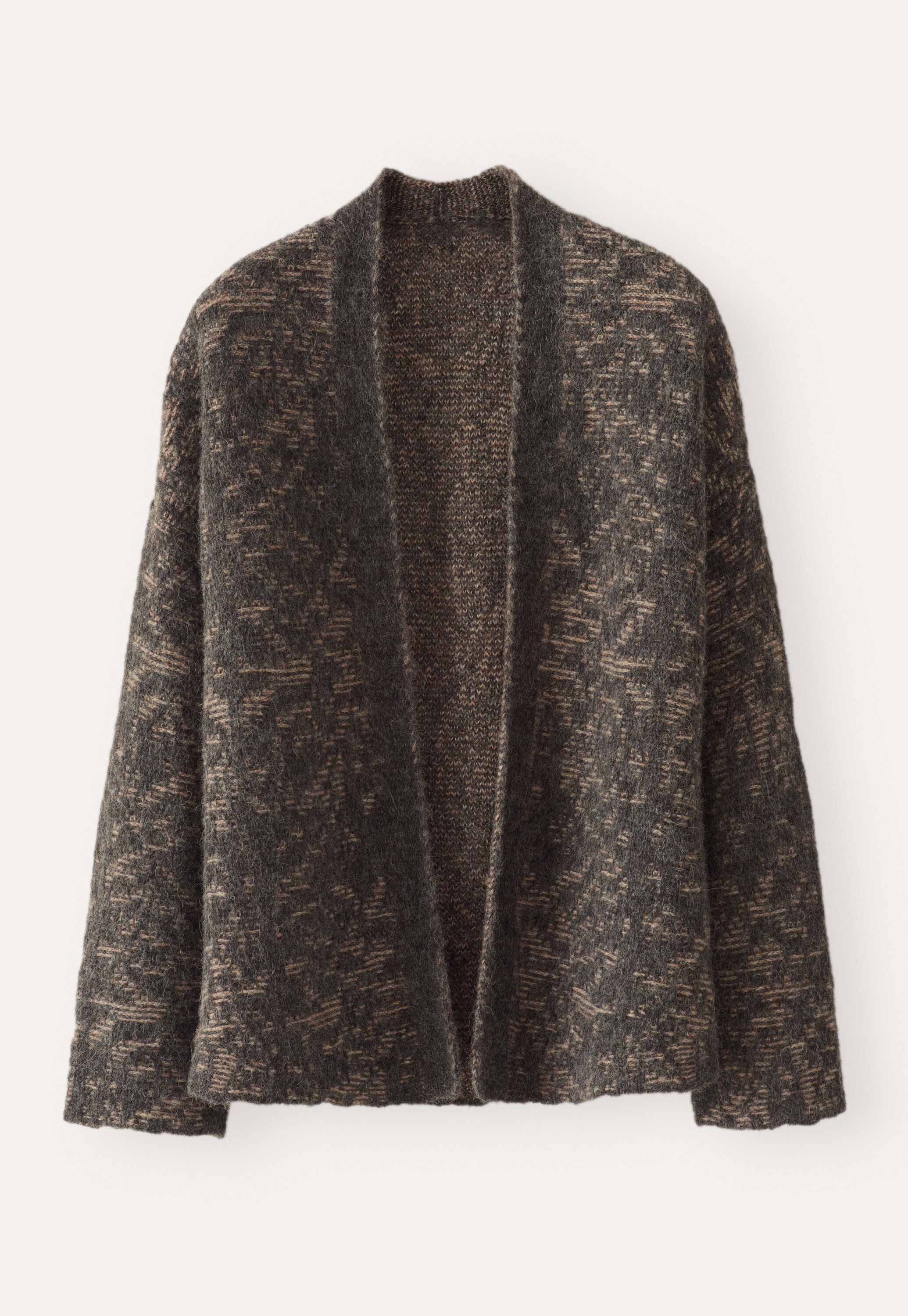 Kimono-Cardigan im Spitzenmuster, Kohlschwarz/Stein, large