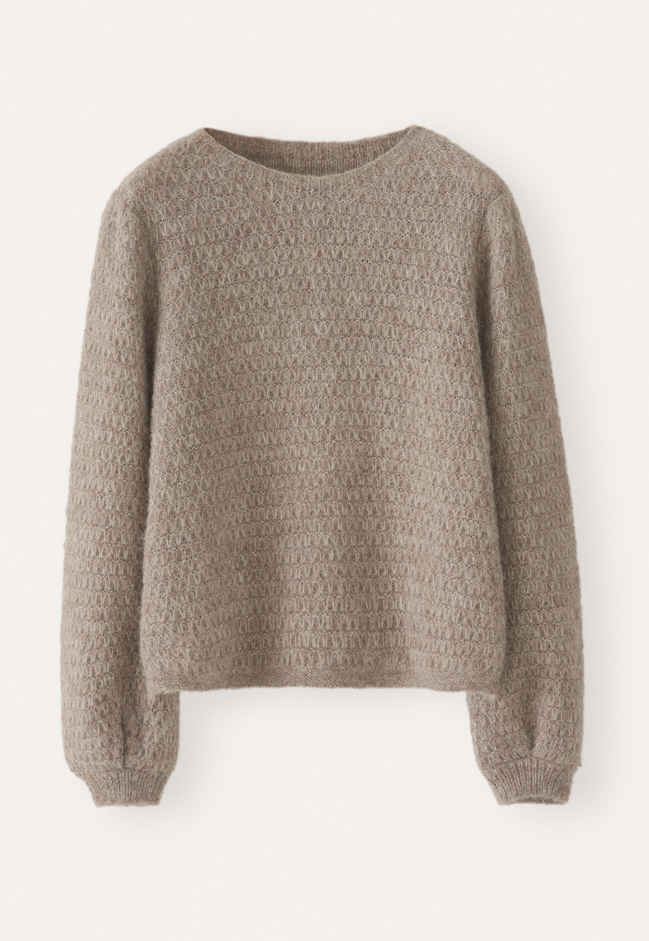 Fangmuster-Pullover, Taupe-Braun, large