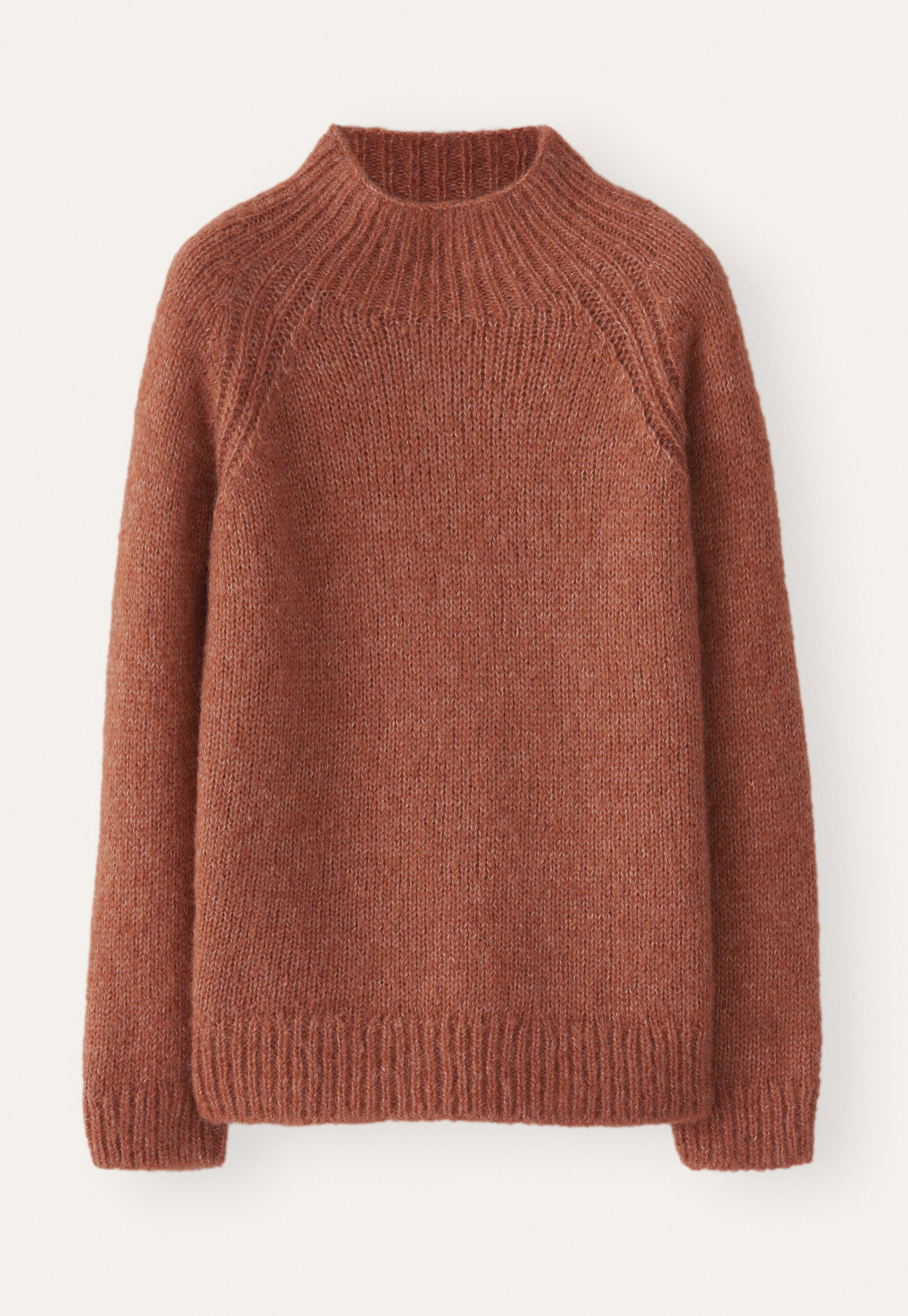 Raglanpullover mit Trichterkragen, Kupferorange, large
