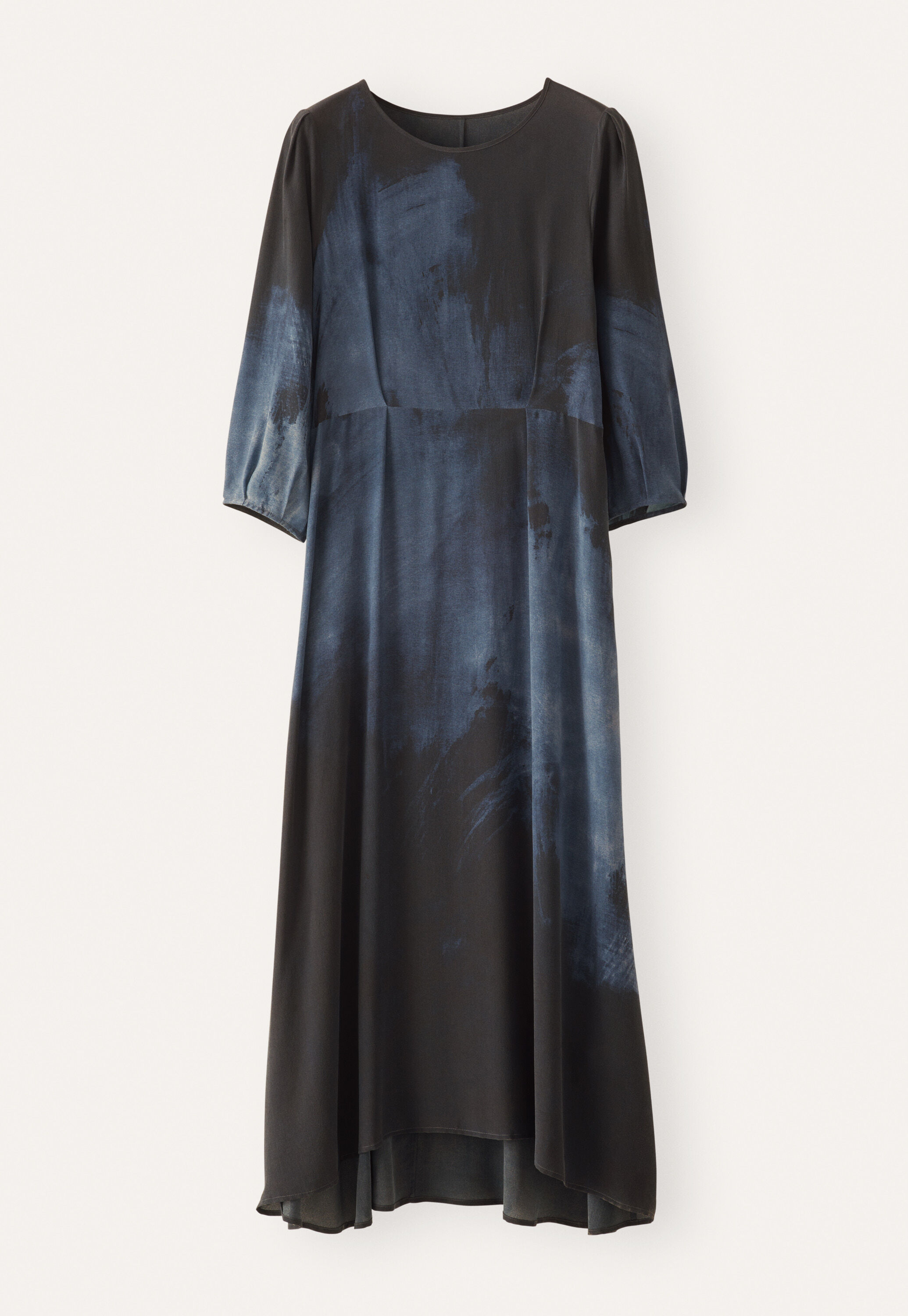 Langes Kleid mit Print, Mitternacht, large