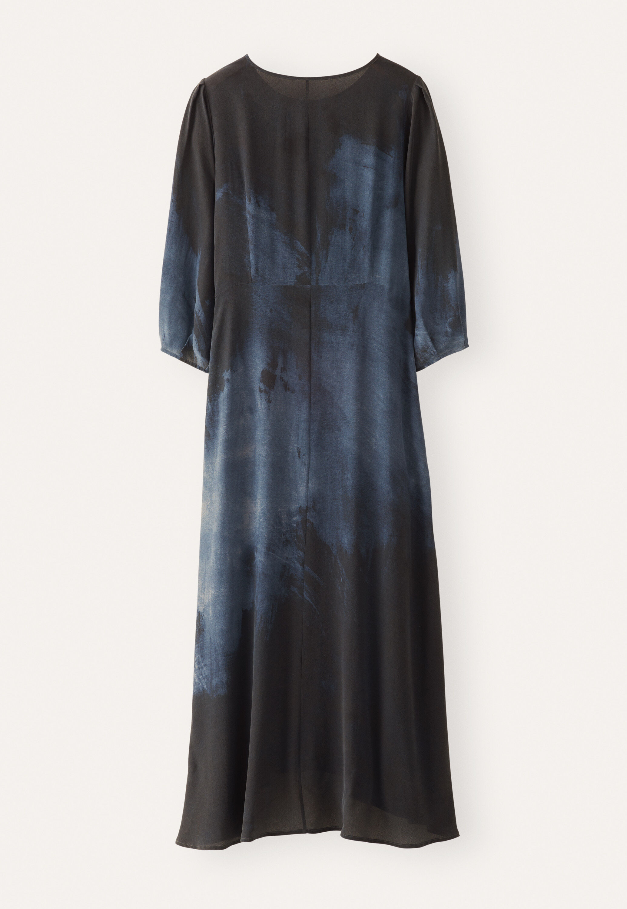 Langes Kleid mit Print, Mitternacht, large