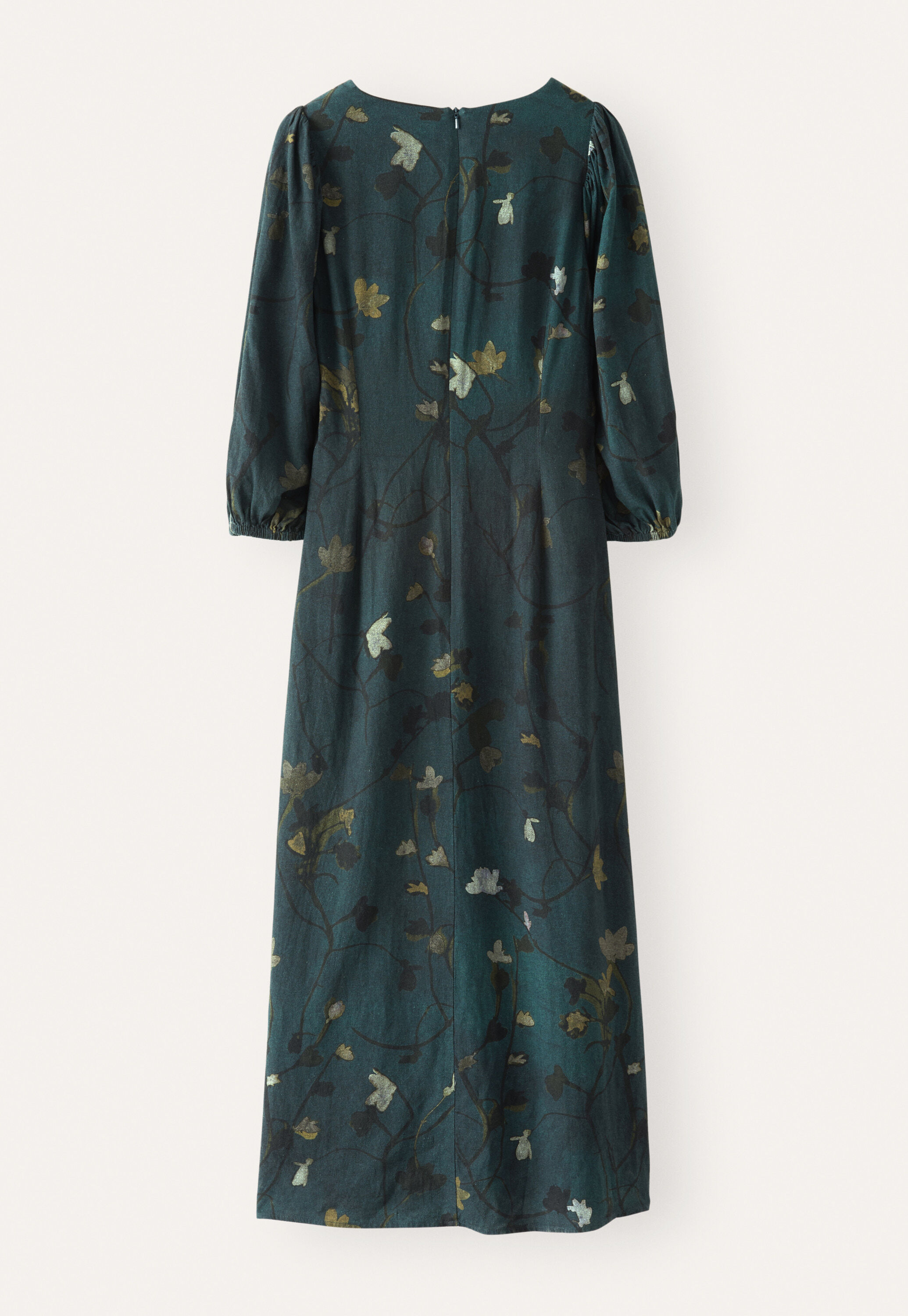 Print-Kleid mit au&szlig;enliegenden Abn&auml;hern, Dunkles Petrol, large