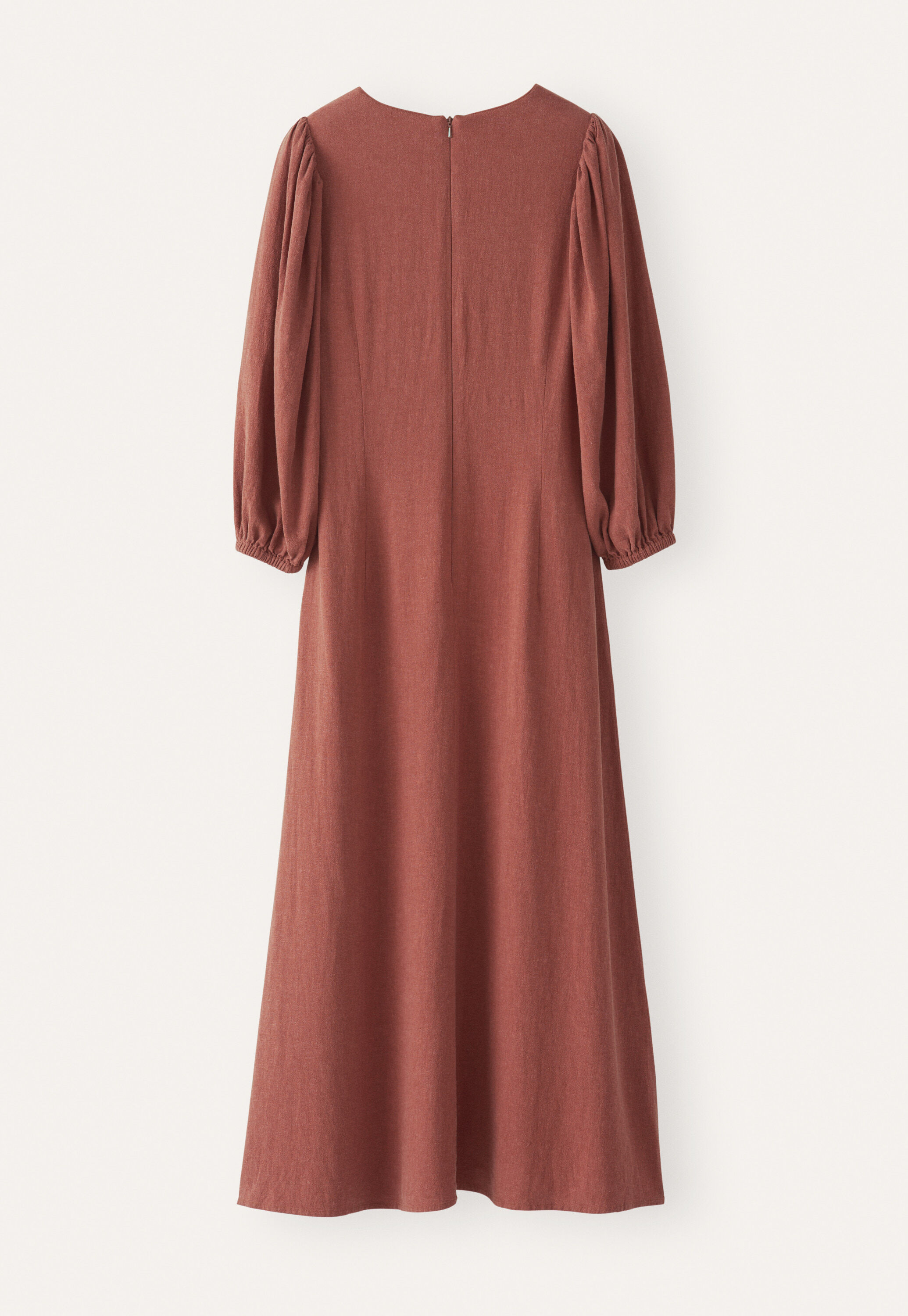 Langes Kleid mit V-Ausschnitt, Rouge, large