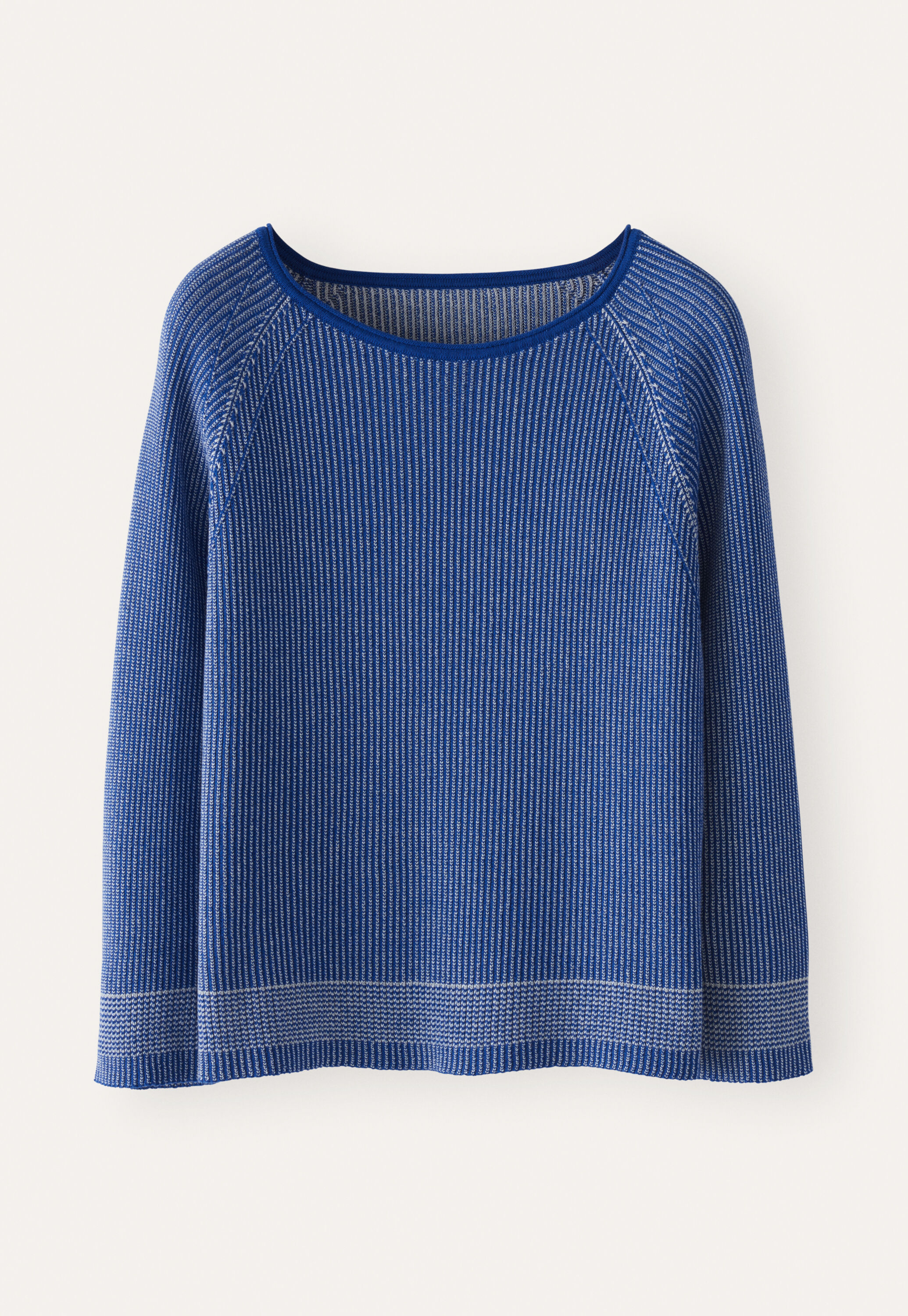 Zweifarbiger Rippstrick-Pullover