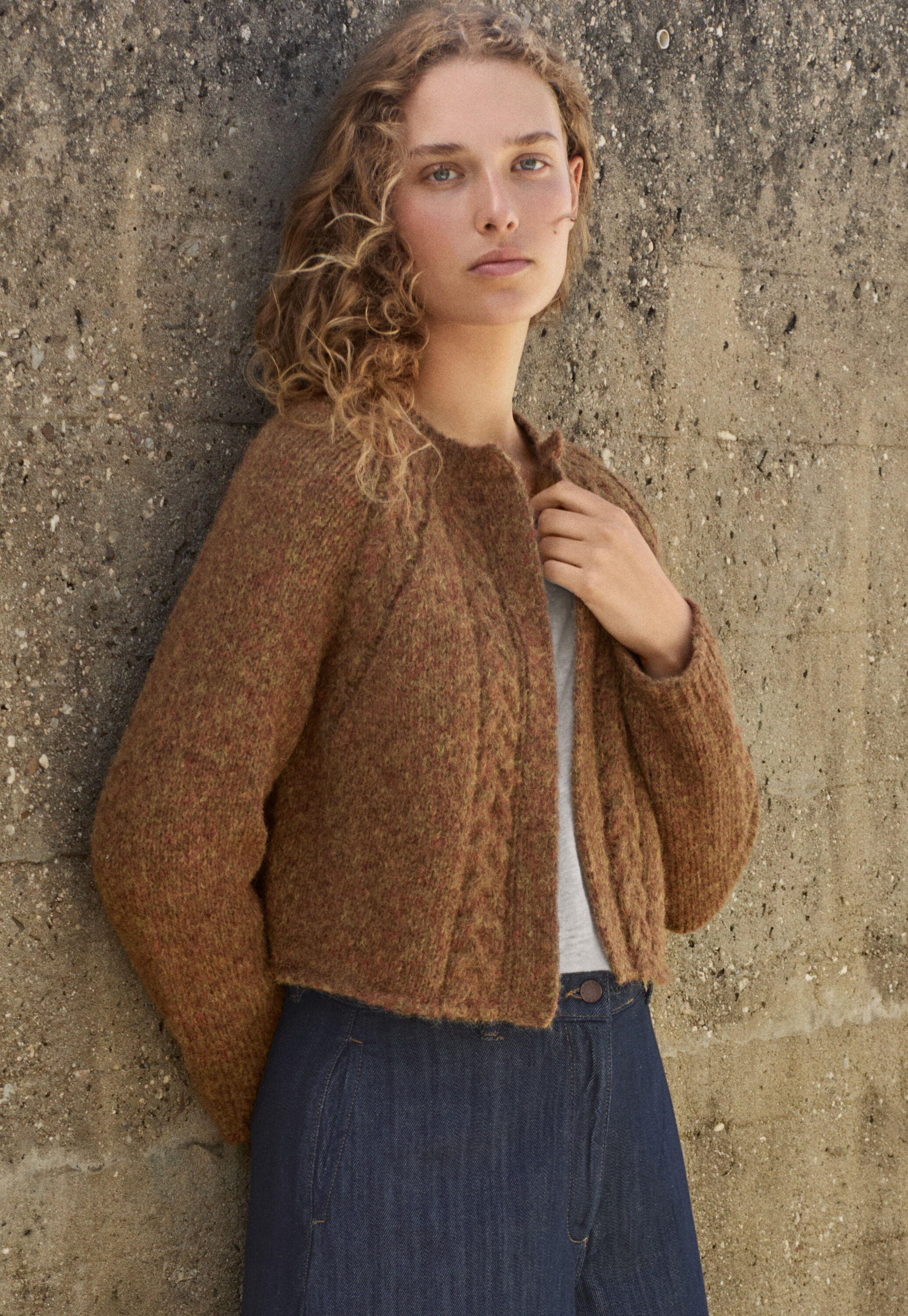 Cardigan mit Zopfmuster